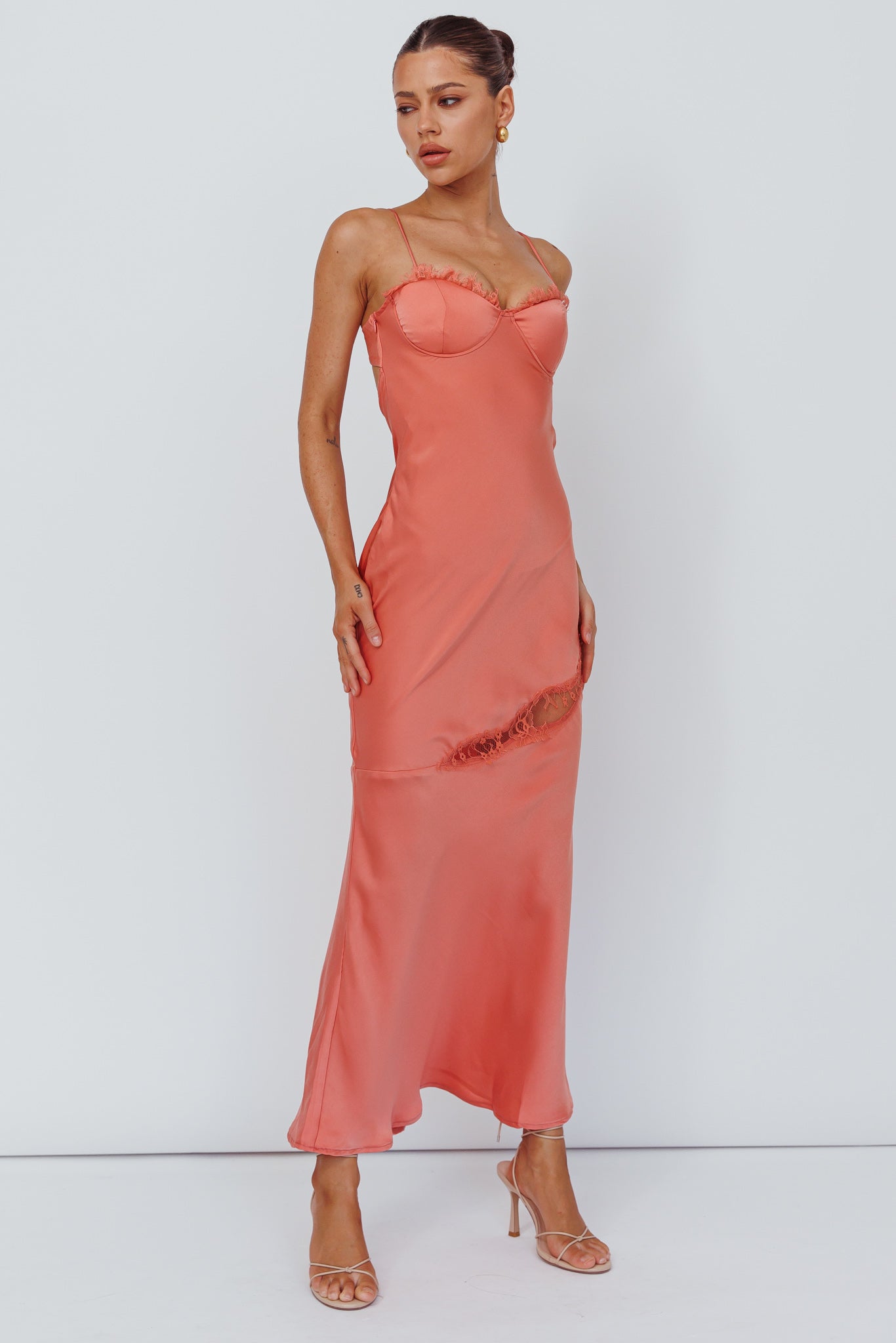 Sweet Talker Lace Trim Midi Dress Mango by Selfie Leslie