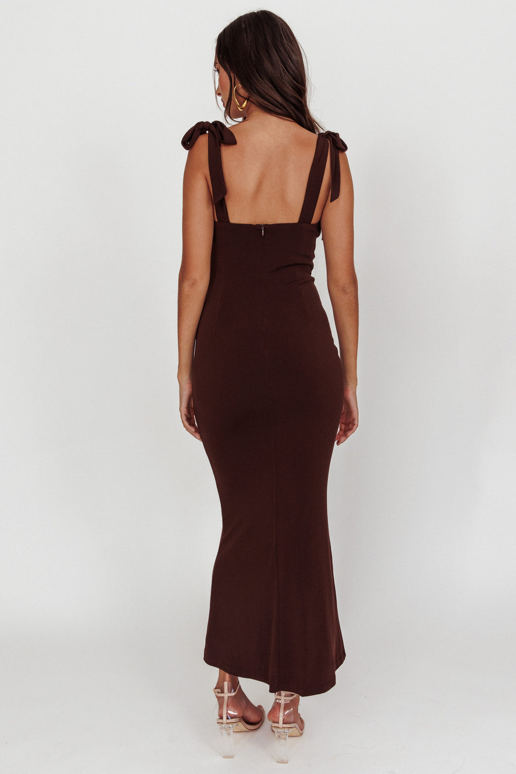 Rose Garden Tied Shoulder Maxi Dress Brown | Selfie Leslie Rose Garden Tied Shoulder Maxi Dress Brown | Selfie Leslie