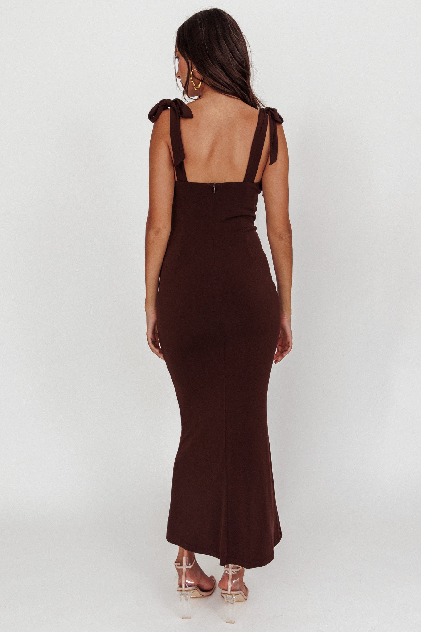 Rose Garden Tied Shoulder Maxi Dress Brown | Selfie Leslie Rose Garden Tied Shoulder Maxi Dress Brown | Selfie Leslie