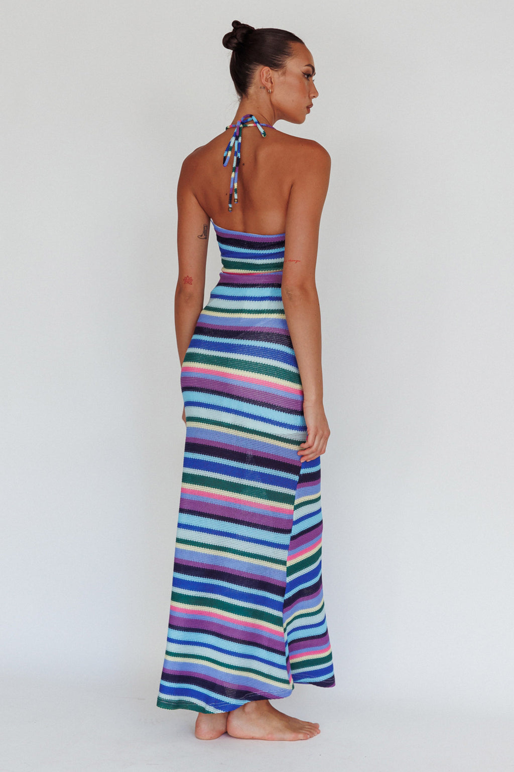Kandy Crochet Maxi Dress Stripe Lavender Multi by Selfie Leslie