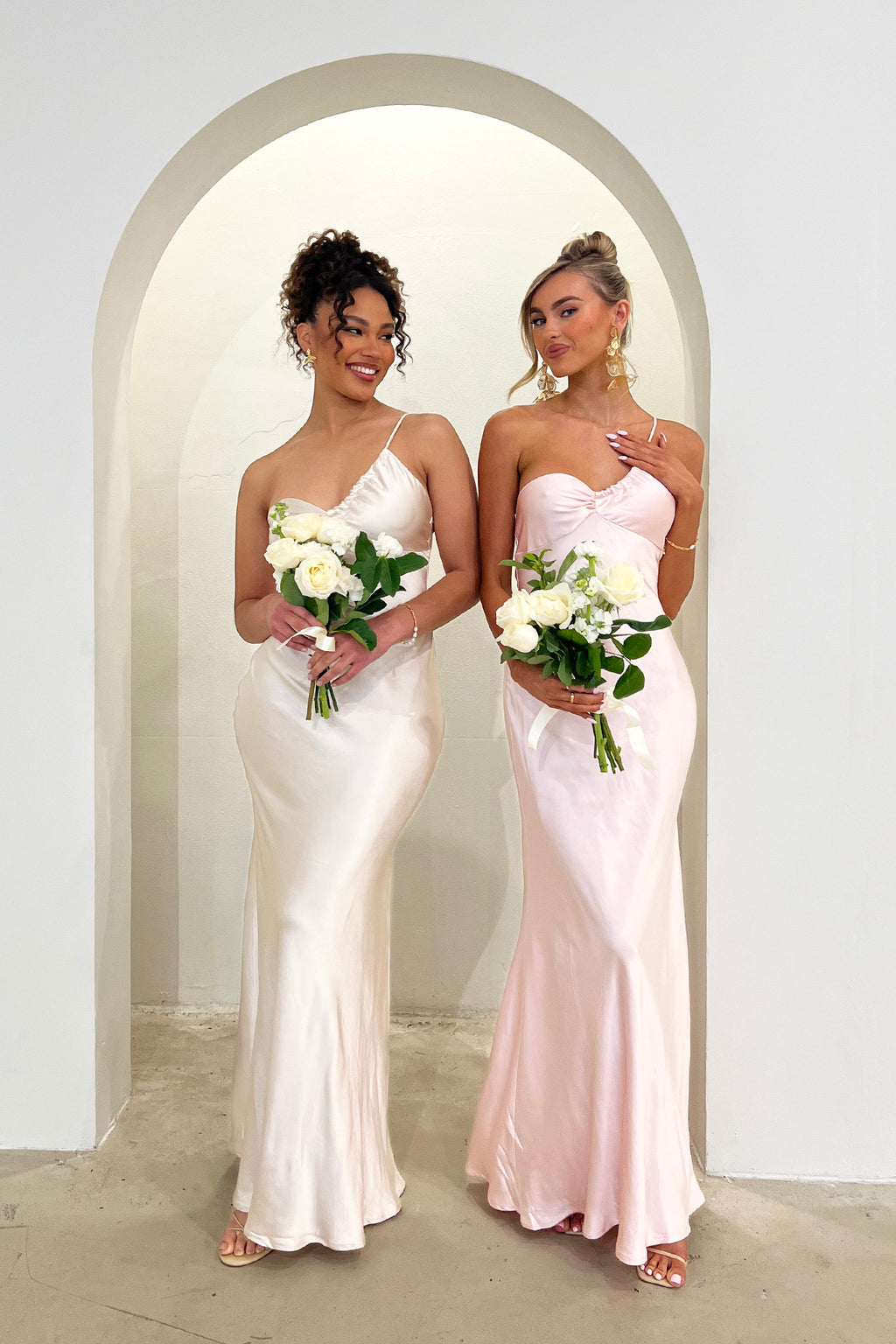Twilight Tango One-Shoulder Maxi Dress Blush by Selfie Leslie