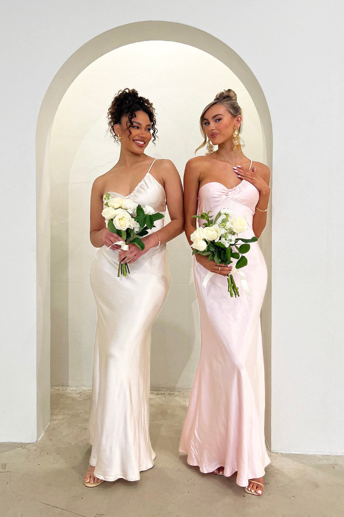 Twilight Tango One-Shoulder Maxi Dress Blush by Selfie Leslie