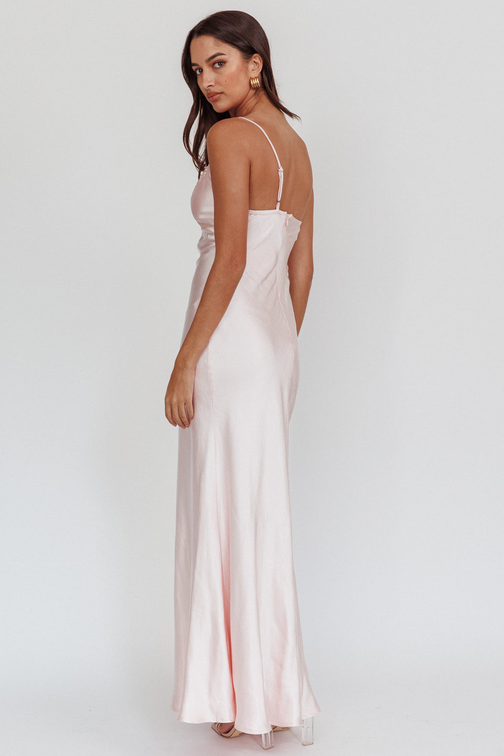 Twilight Tango One-Shoulder Maxi Dress Blush by Selfie Leslie