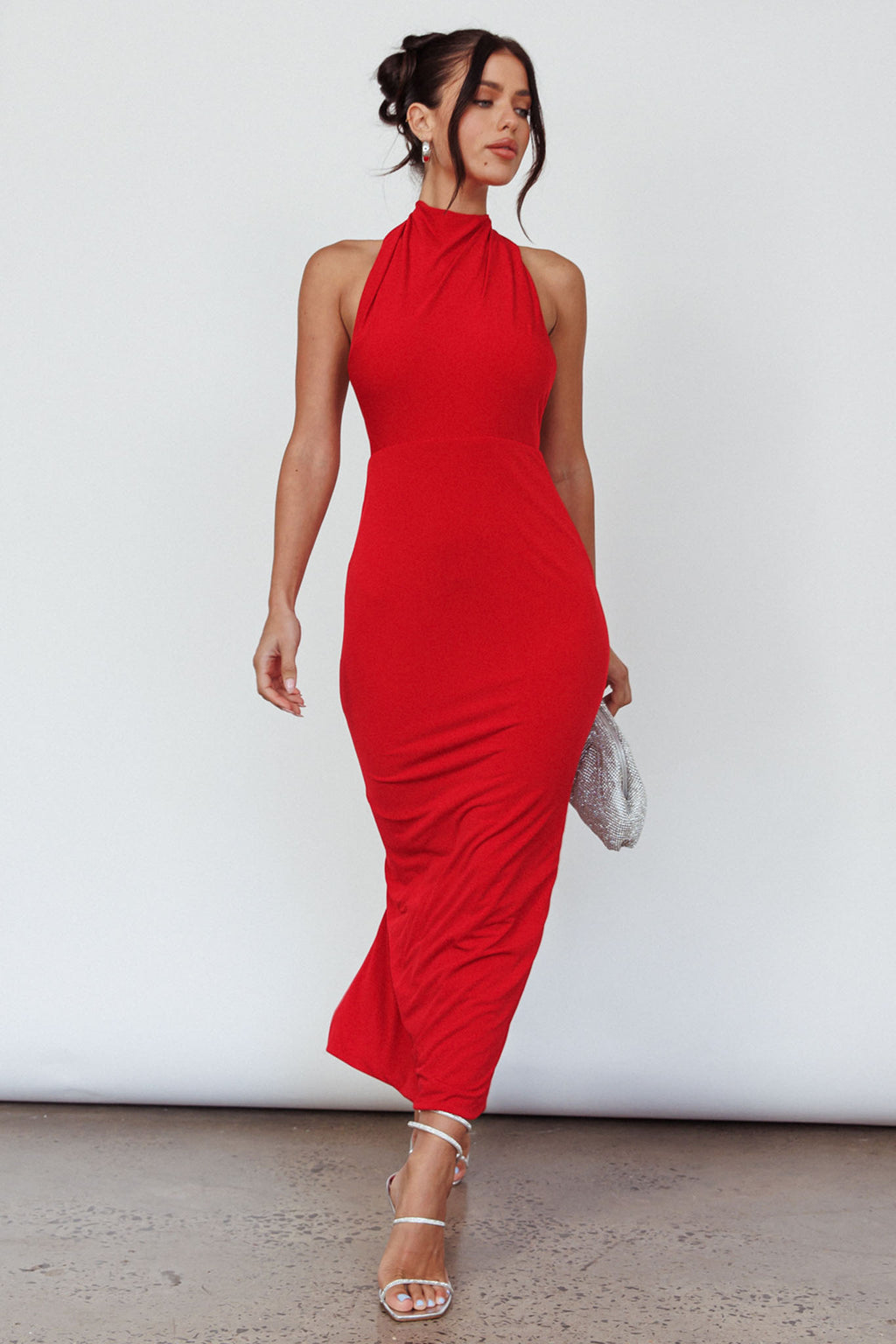 Caden Backless Halterneck Dress Red by Selfie Leslie