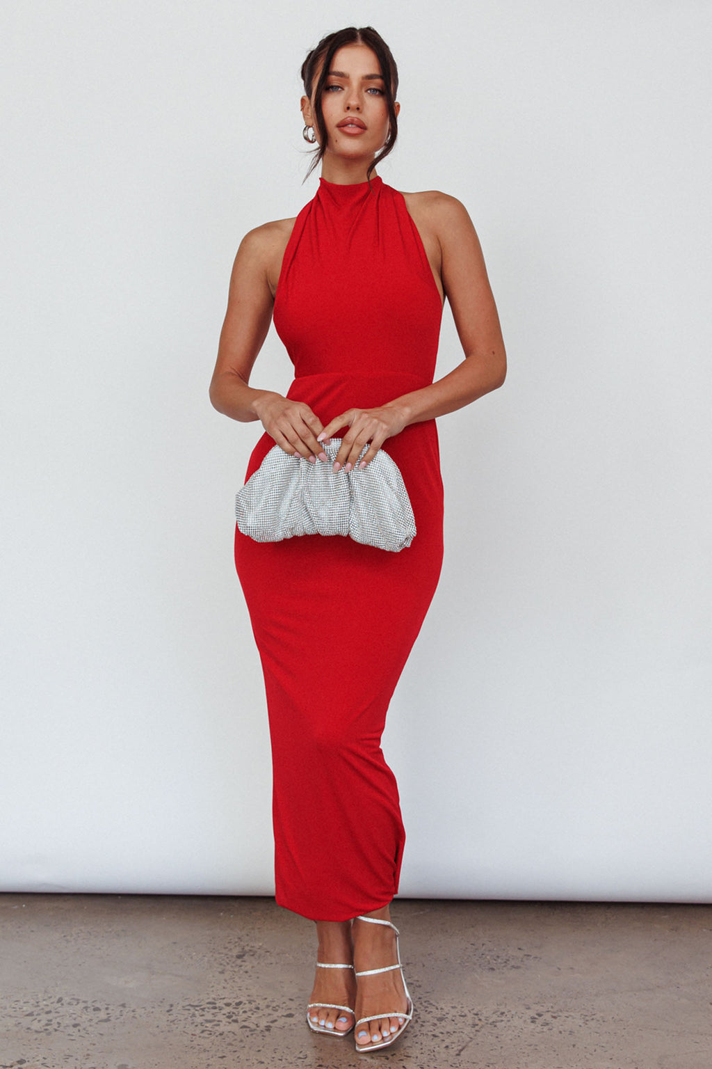 Caden Backless Halterneck Dress Red by Selfie Leslie