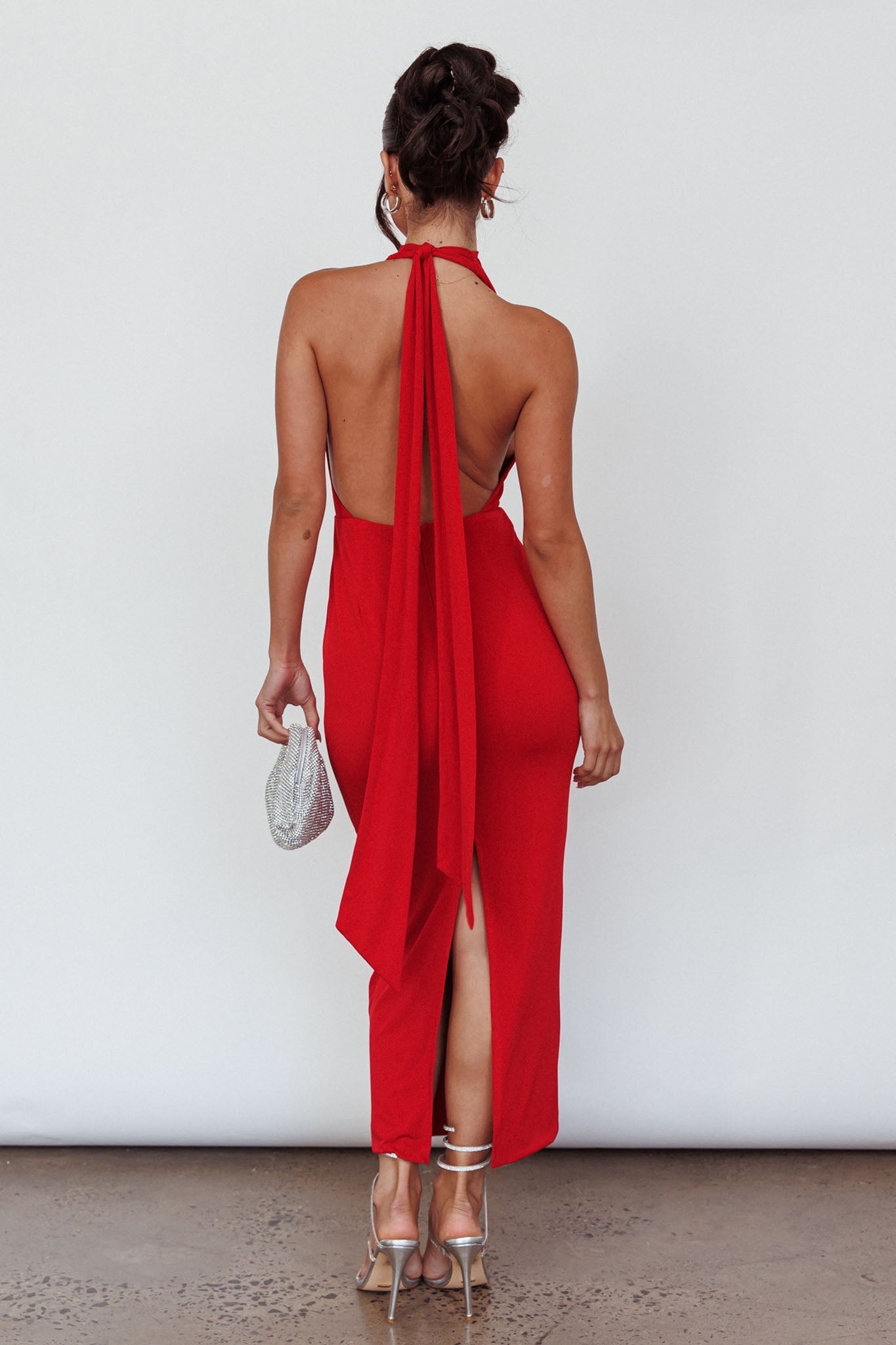 Caden Backless Halterneck Dress Red by Selfie Leslie
