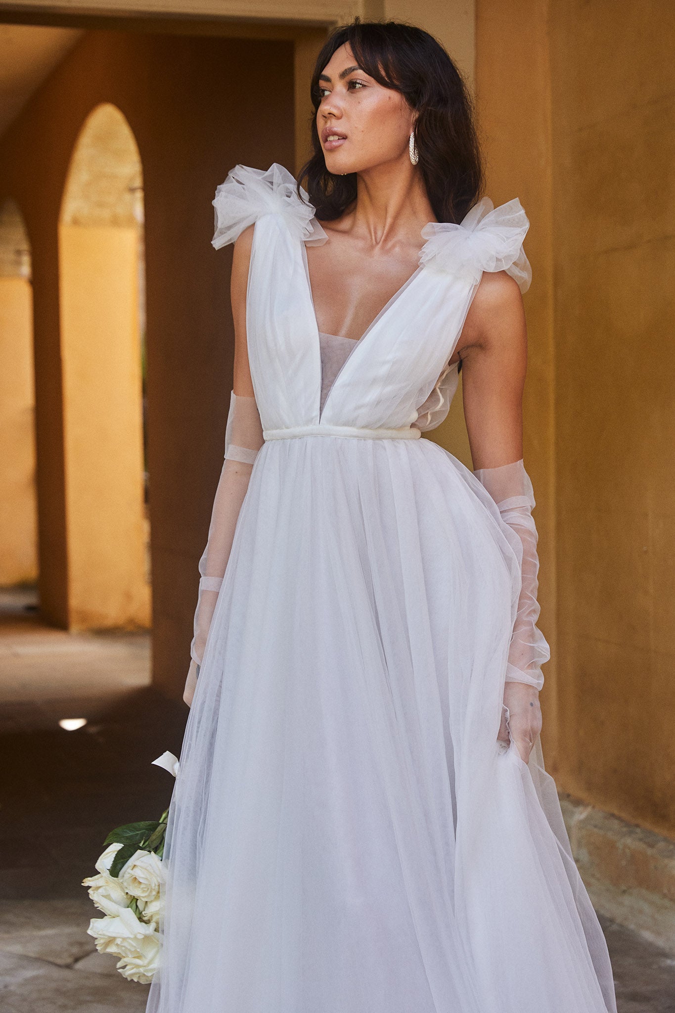 Regine Mesh Overlay Maxi Dress White by Selfie Leslie