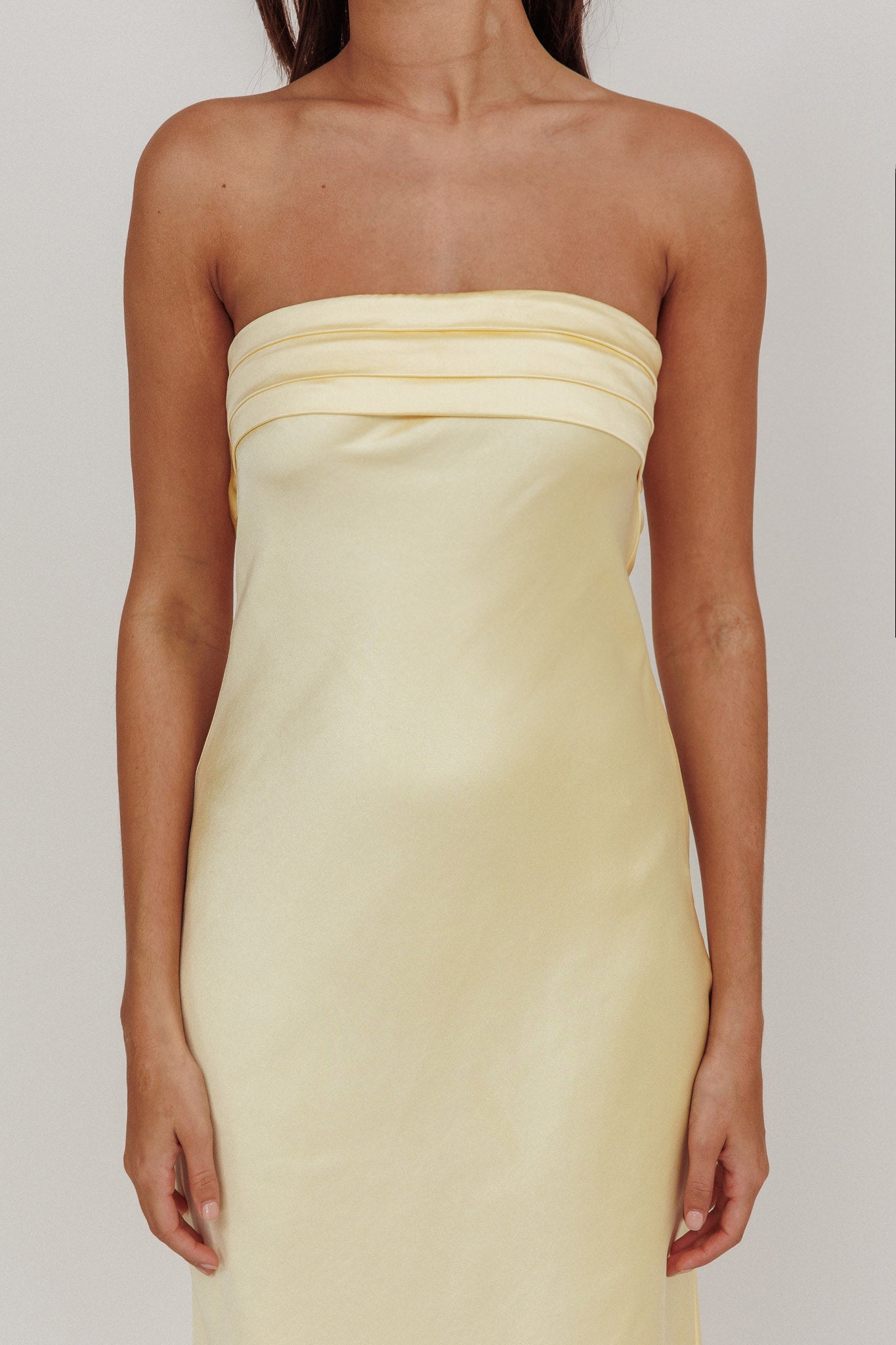 Kona Strapless Open Back Maxi Dress Butter - L Kona Strapless Open Back Maxi Dress Butter - L