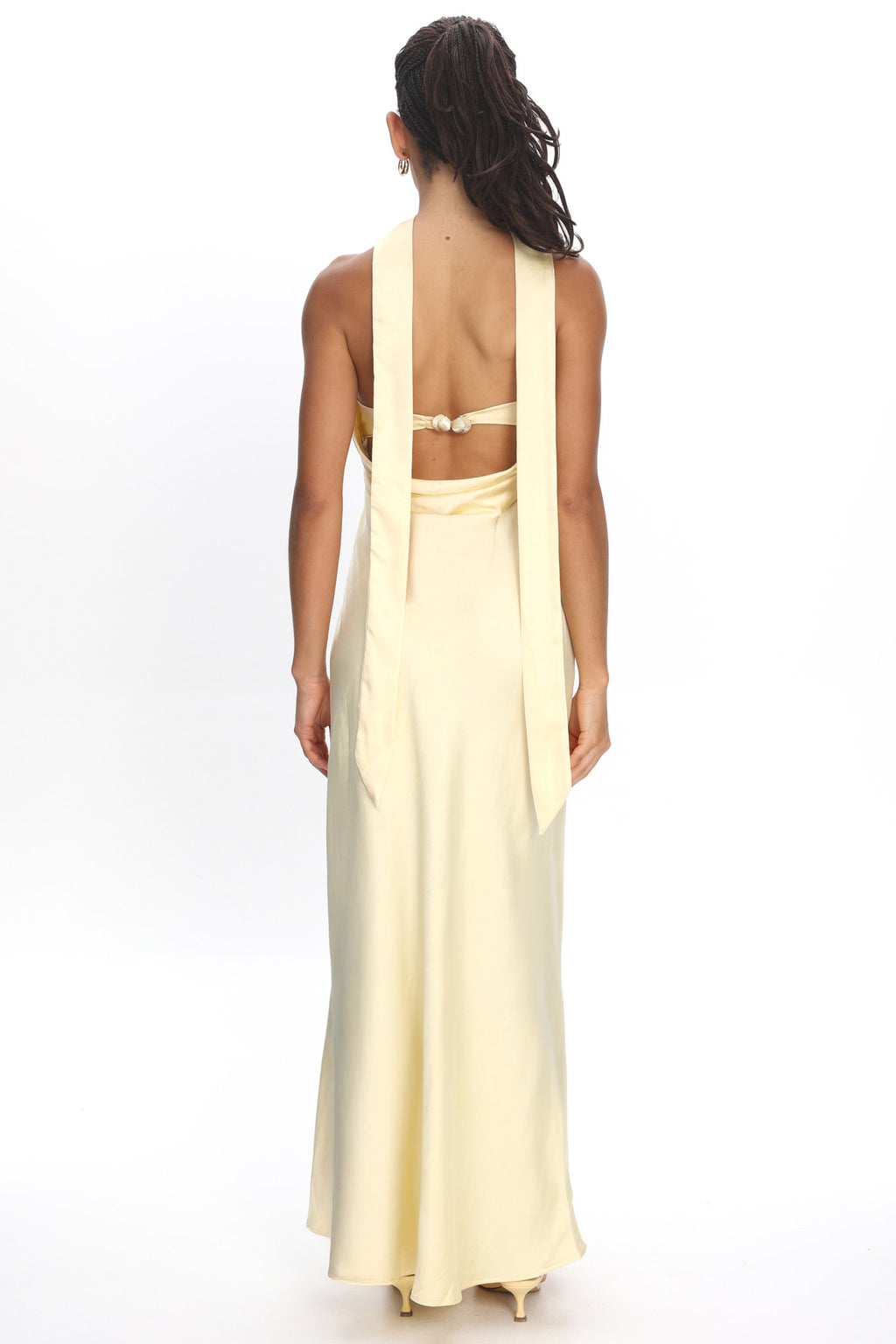 Kona Strapless Pleated Bust Satin Maxi Dress Butter