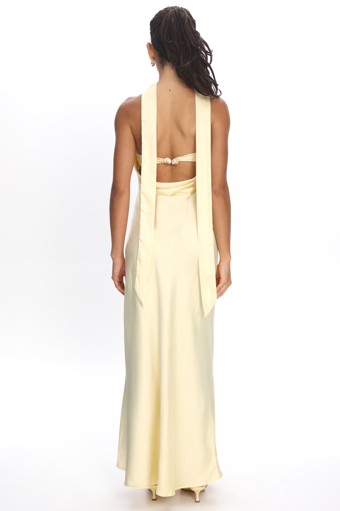 Kona Strapless Pleated Bust Satin Maxi Dress Butter