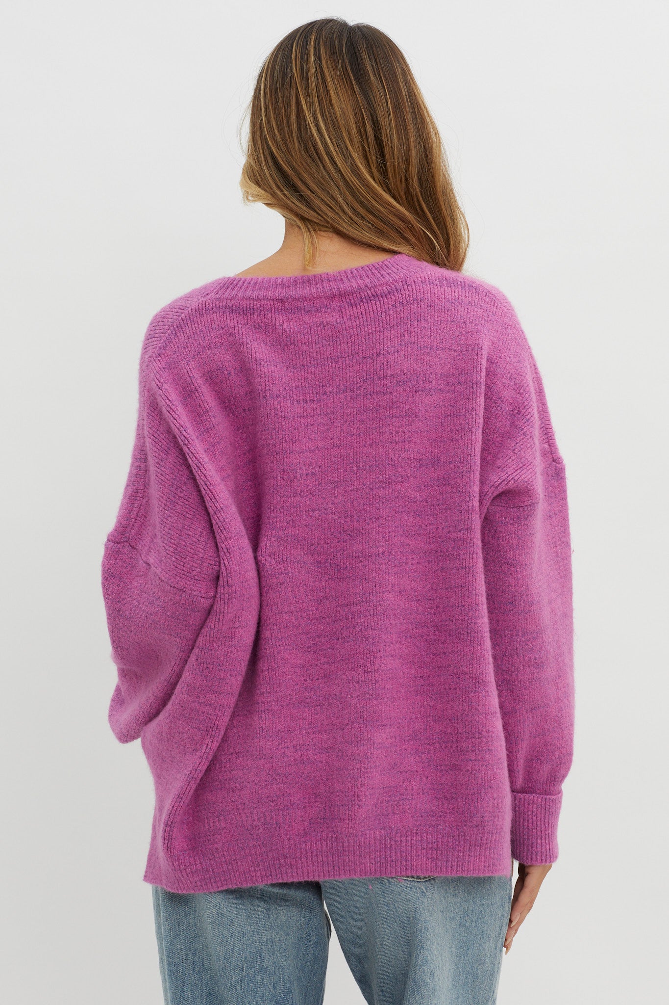 Kayce Dropped Shoulder Knit Sweater Fuchsia by Selfie Leslie