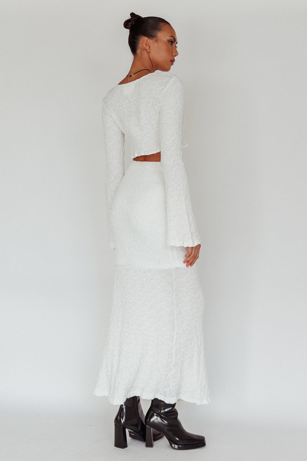 Treasures Textured Midi Skirt White by Selfie Leslie