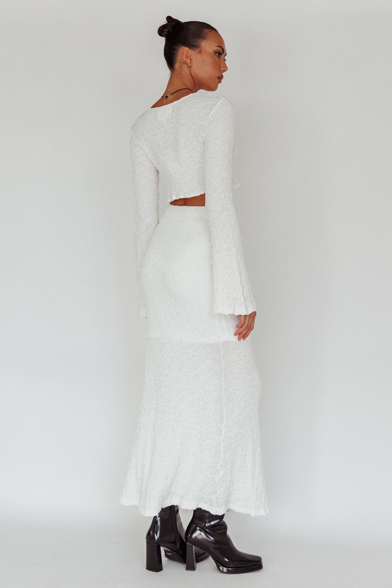 Treasures Textured Midi Skirt White by Selfie Leslie