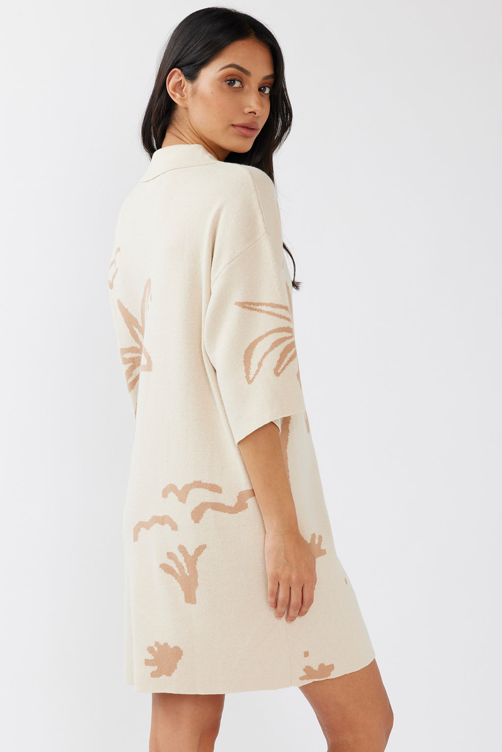Nalani Button-Up Knit Dress Sand/Wood by Selfie Leslie