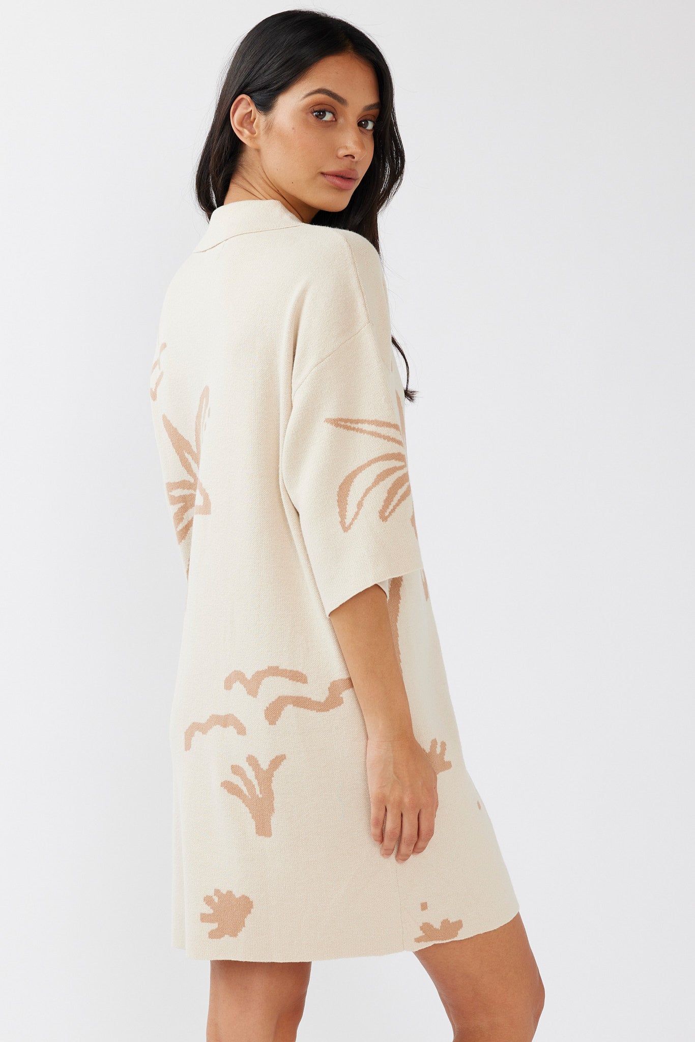 Nalani Button-Up Knit Dress Sand/Wood by Selfie Leslie