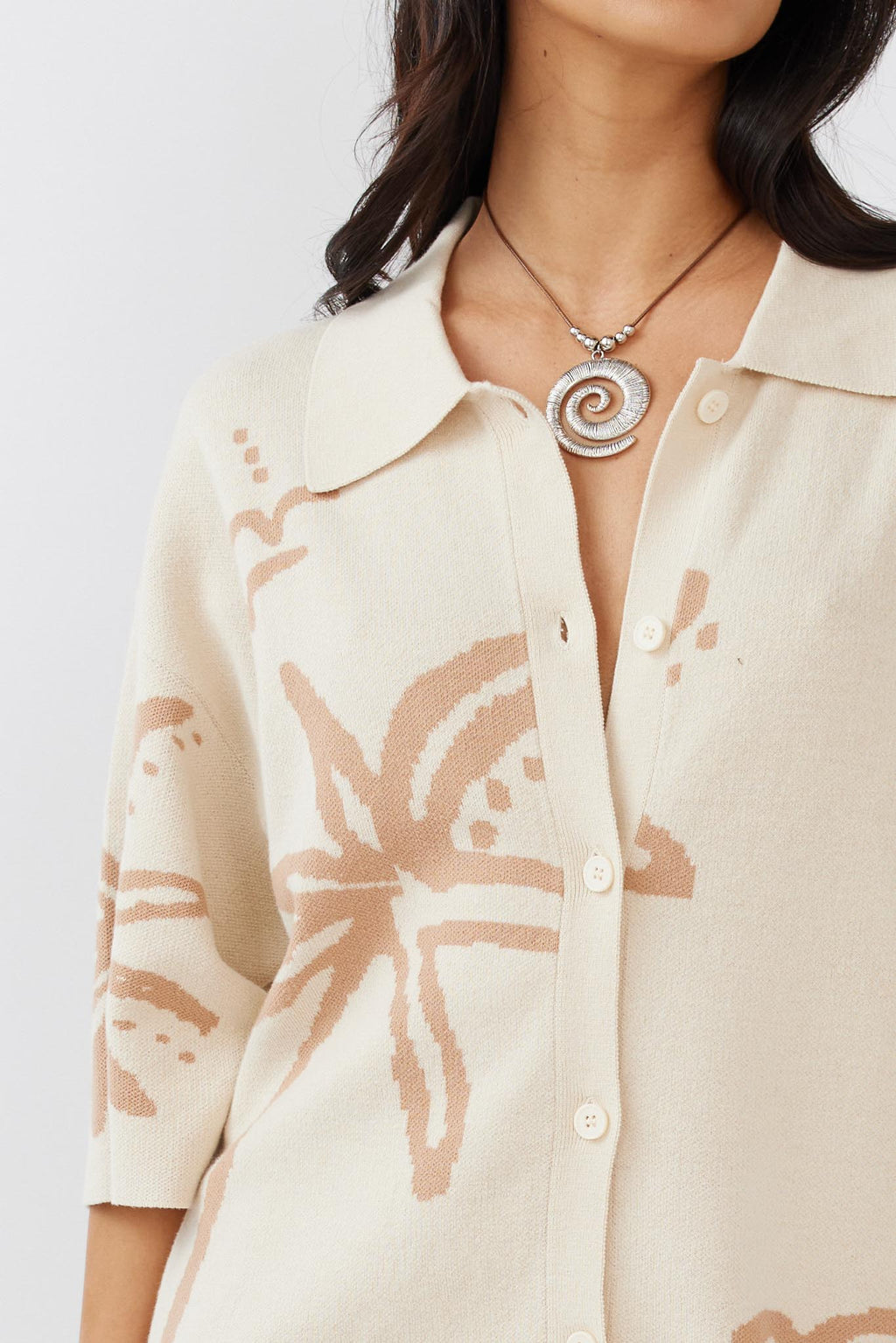 Nalani Button-Up Knit Dress Sand/Wood by Selfie Leslie