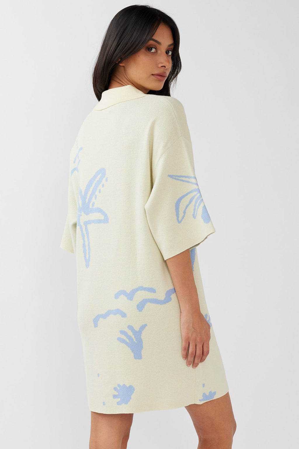 Nalani Button Up Knit Dress Lemon/Baby Blue by Selfie Leslie