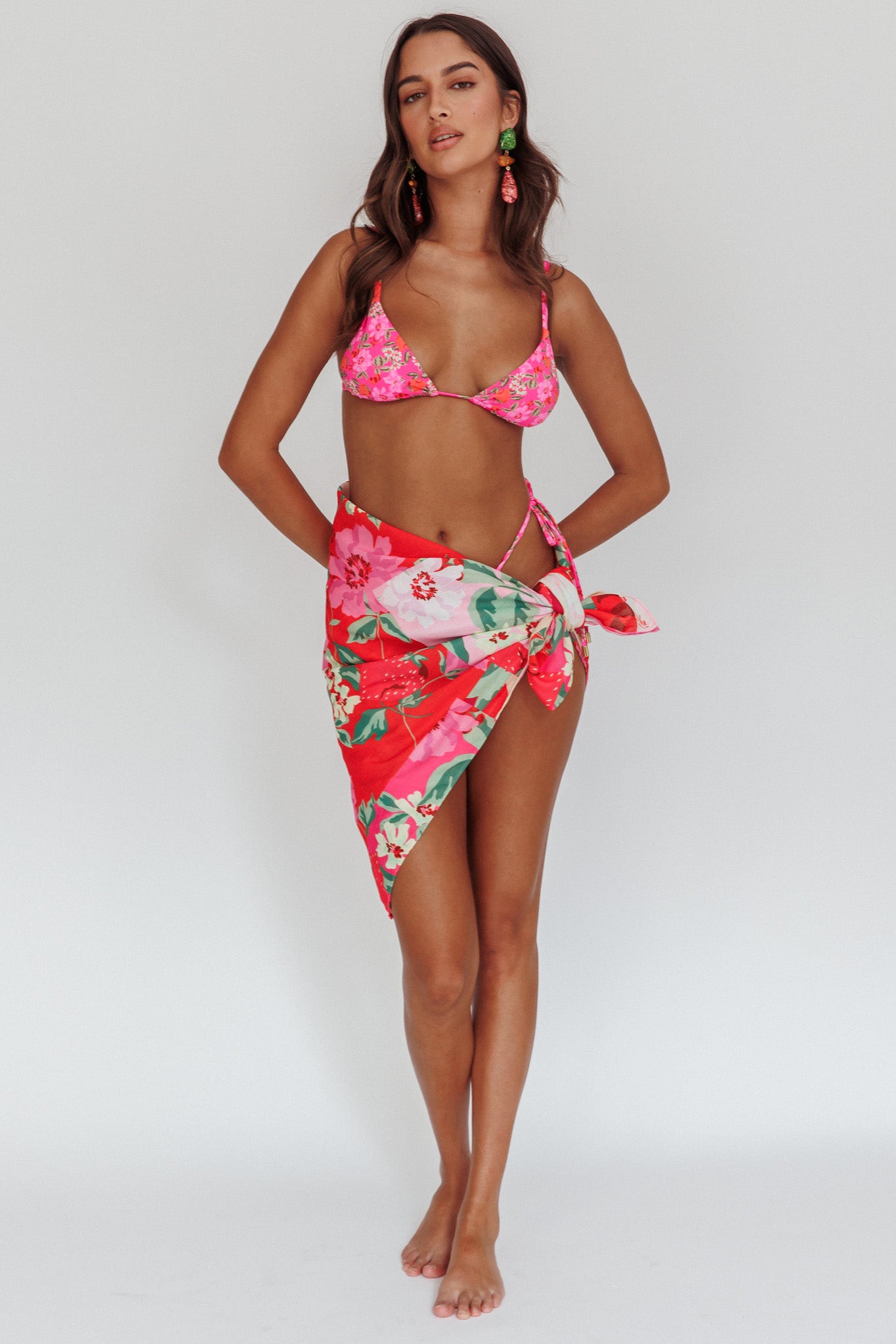 Sunshine Coast Floral Sarong Cover Up Pink by Selfie Leslie