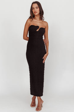 Shop Horizon Strapless Textured Midi Dress Black