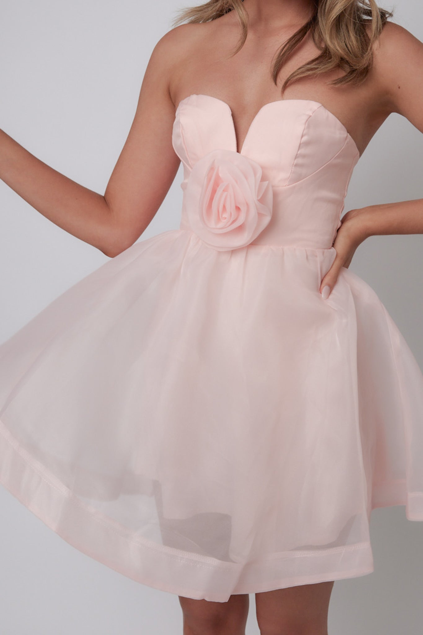 La Vie En Rose Strapless A-Line Mini Dress Baby Pink by Selfie Leslie