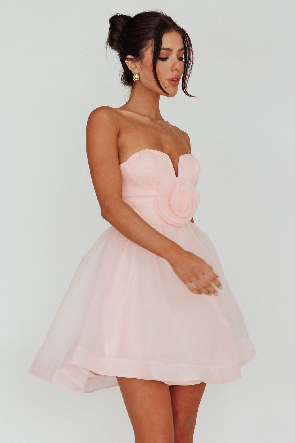 La Vie En Rose Strapless A-Line Mini Dress Baby Pink by Selfie Leslie
