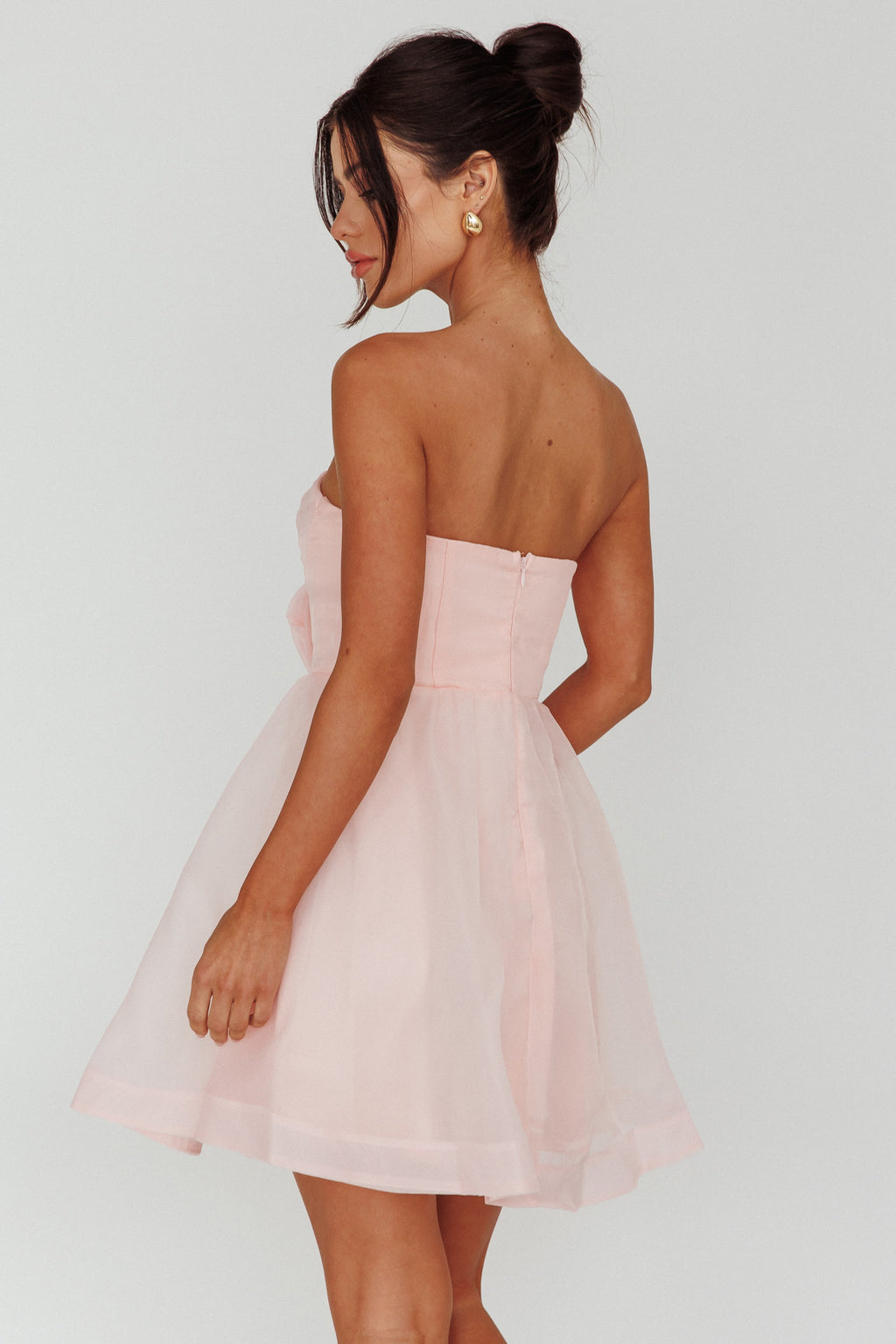 La Vie En Rose Strapless A-Line Mini Dress Baby Pink by Selfie Leslie