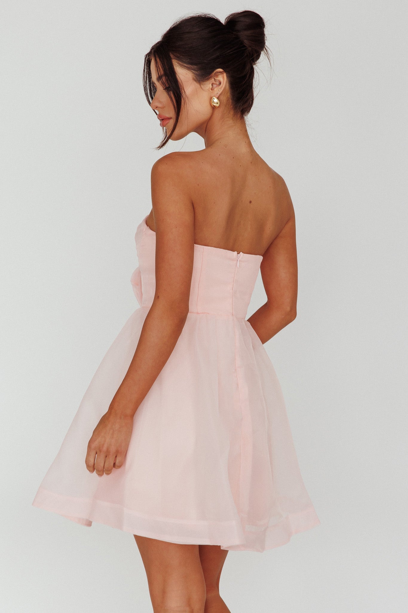 La Vie En Rose Strapless A-Line Mini Dress Baby Pink by Selfie Leslie