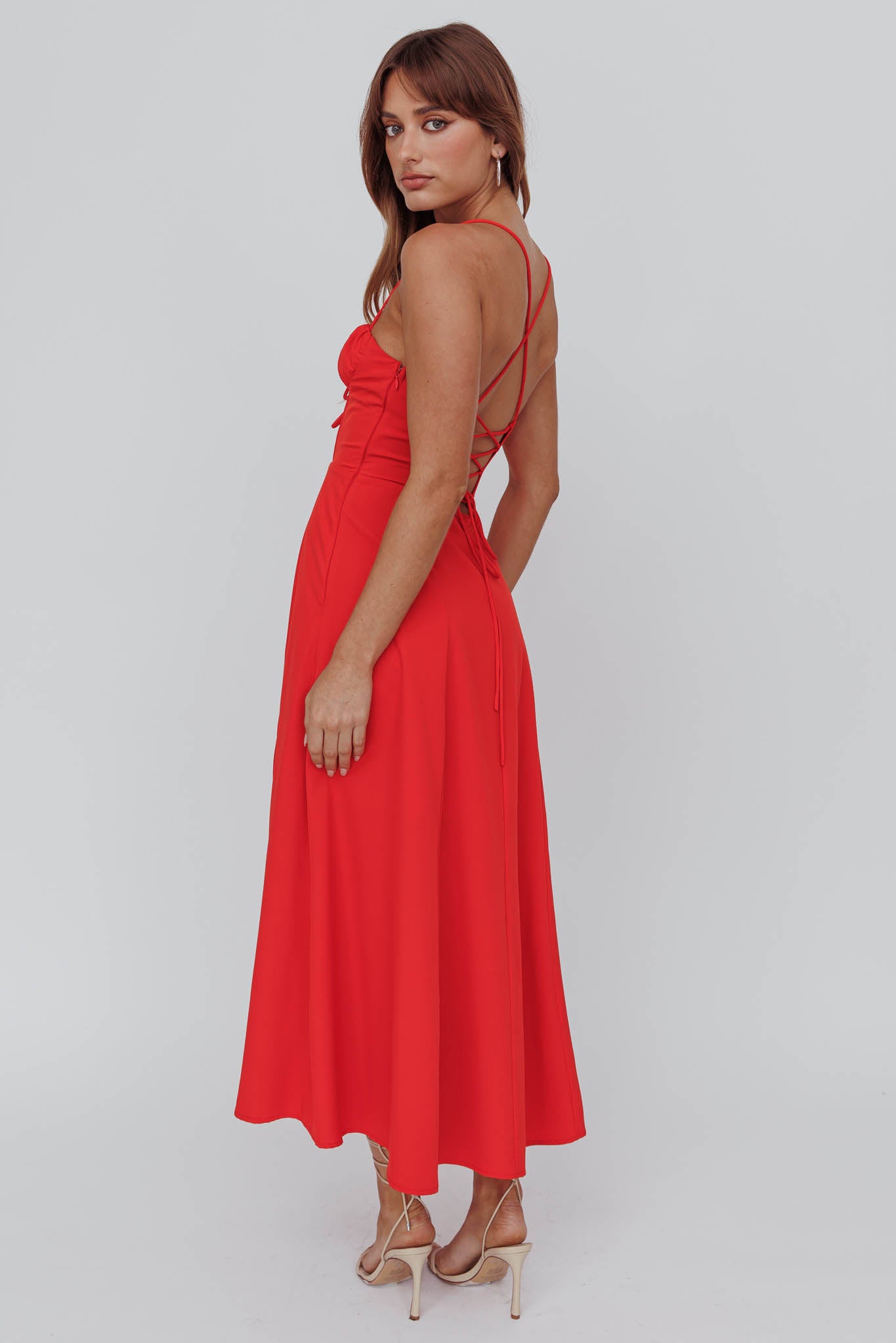 Euro Summer Split Hem Midi Dress Red– Selfie Leslie