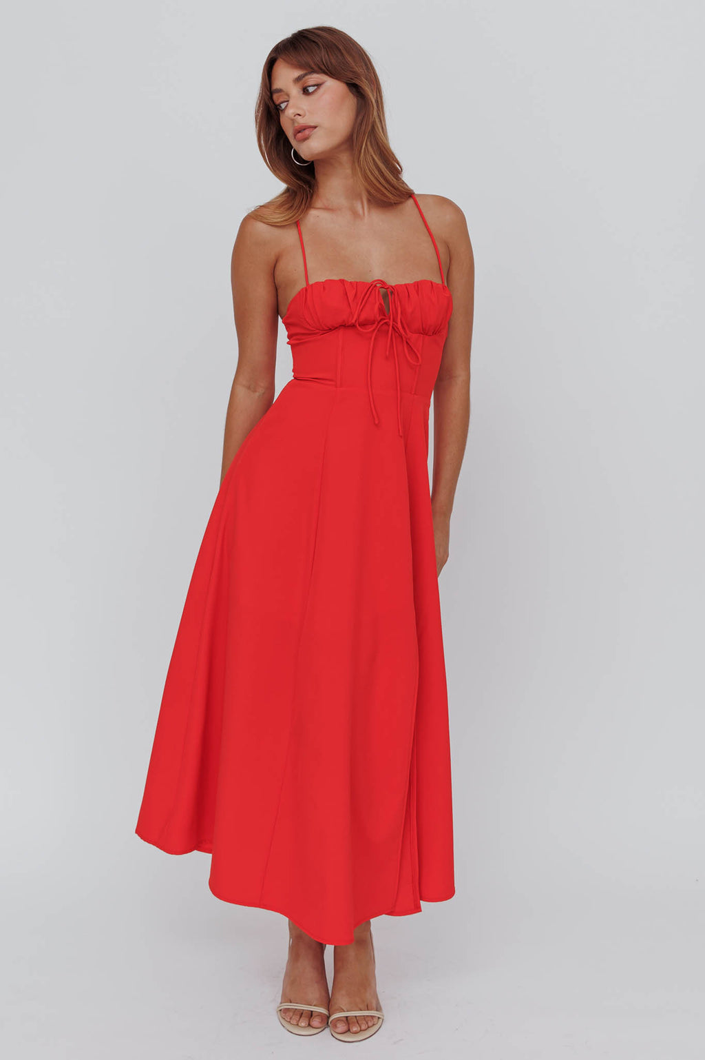 Euro Summer Split Hem Midi Dress Red by Selfie Leslie
