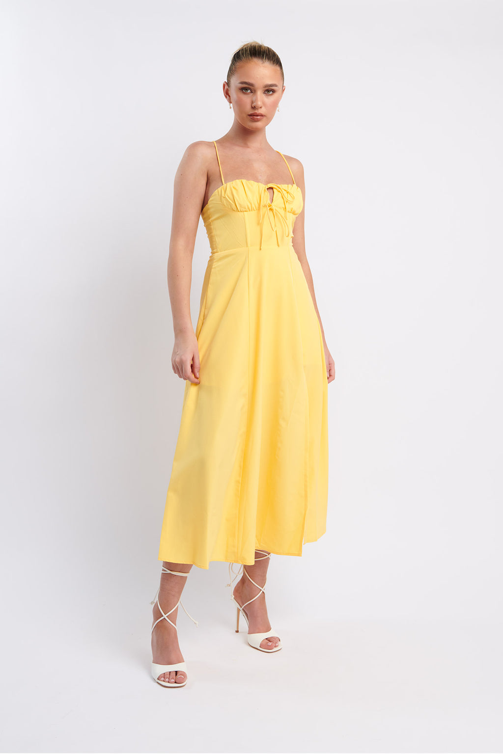 Euro Summer Split Hem Midi Dress Yellow by Selfie Leslie