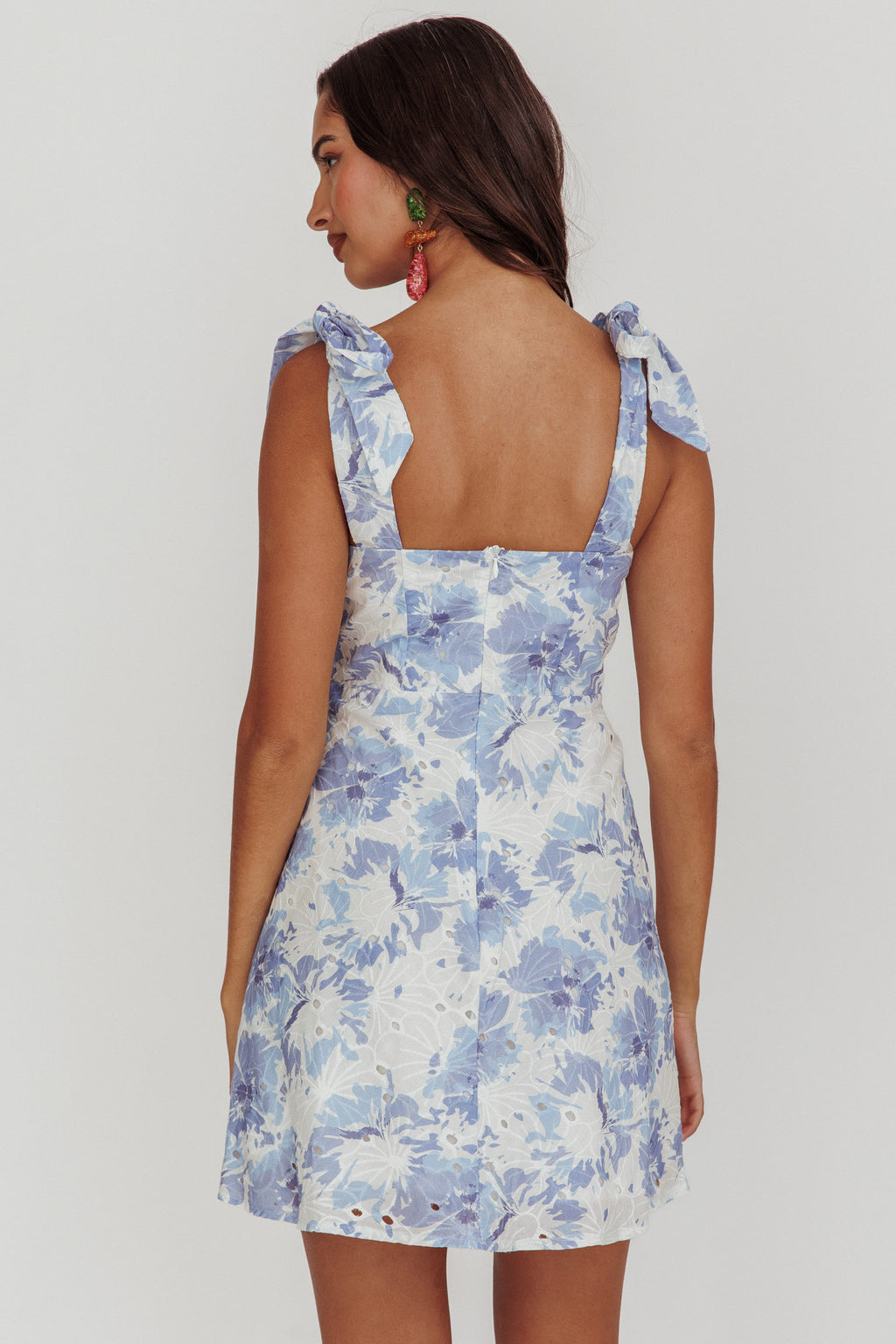 Mykonos Morning Shoulder Mini Dress Blue by Selfie Leslie