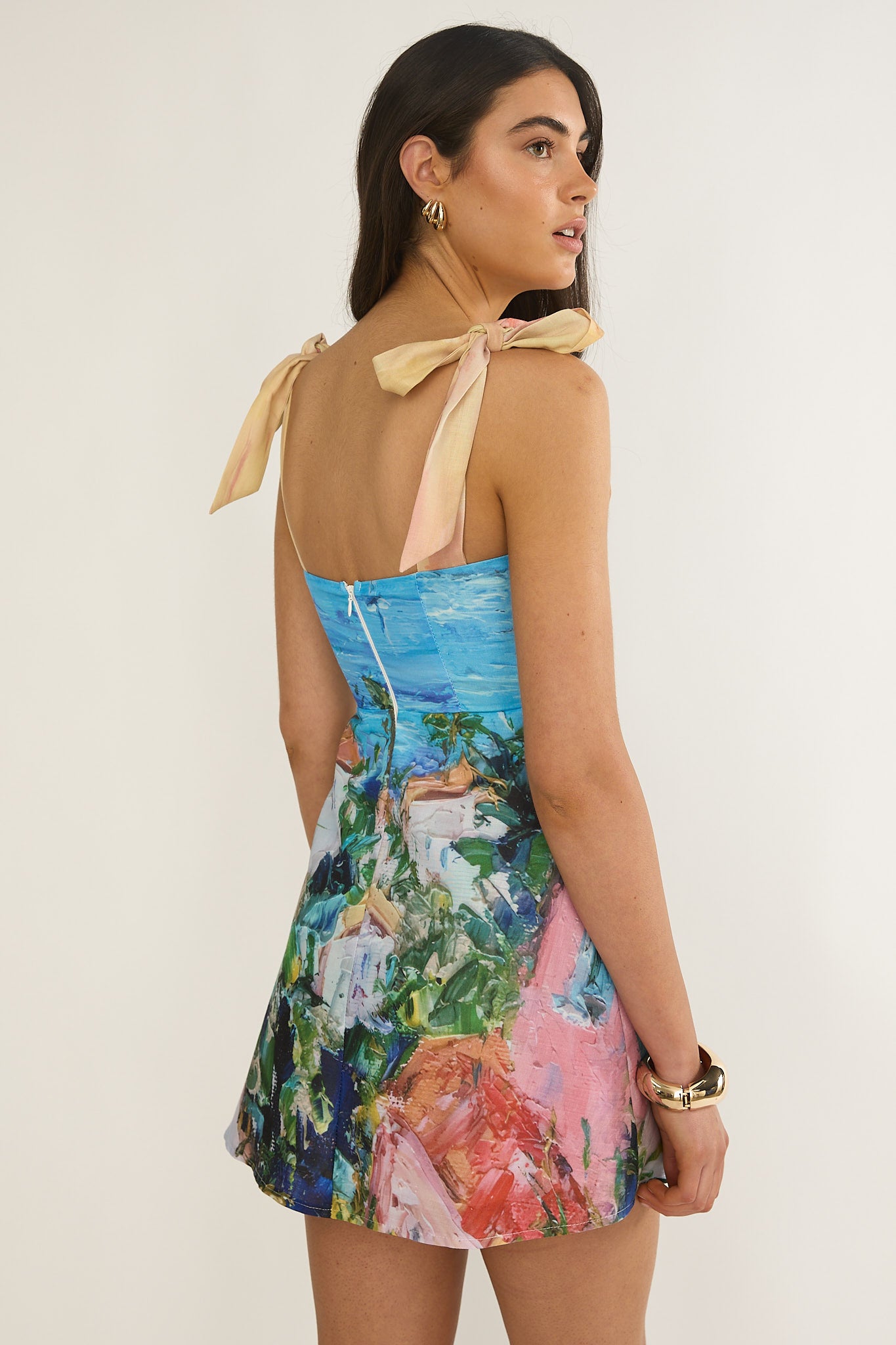 Mykonos Morning Tied Shoulder Mini Dress Euro | Selfie Leslie