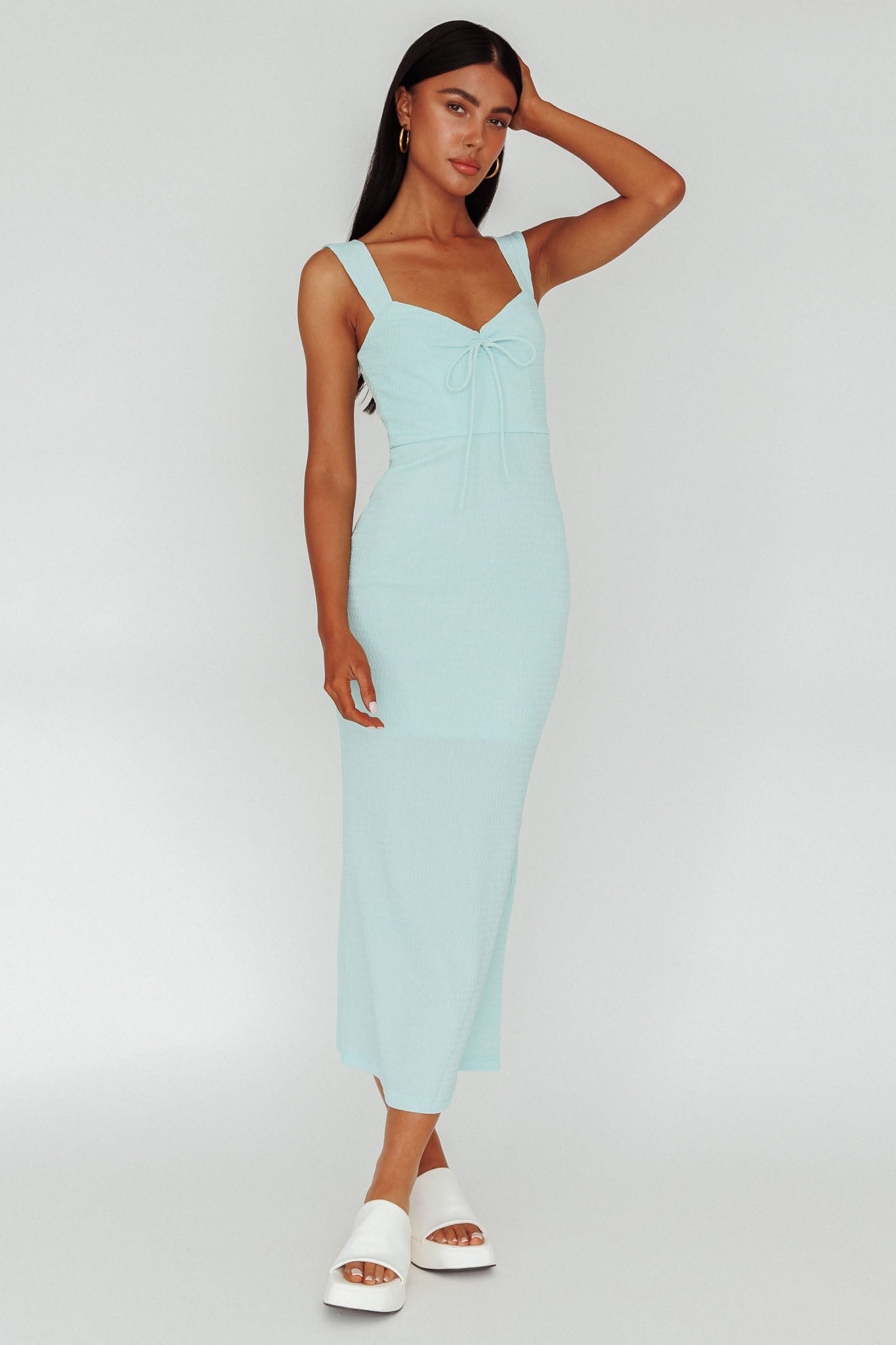 Carinn Tied Bust Maxi Dress Sky Blue by Selfie Leslie