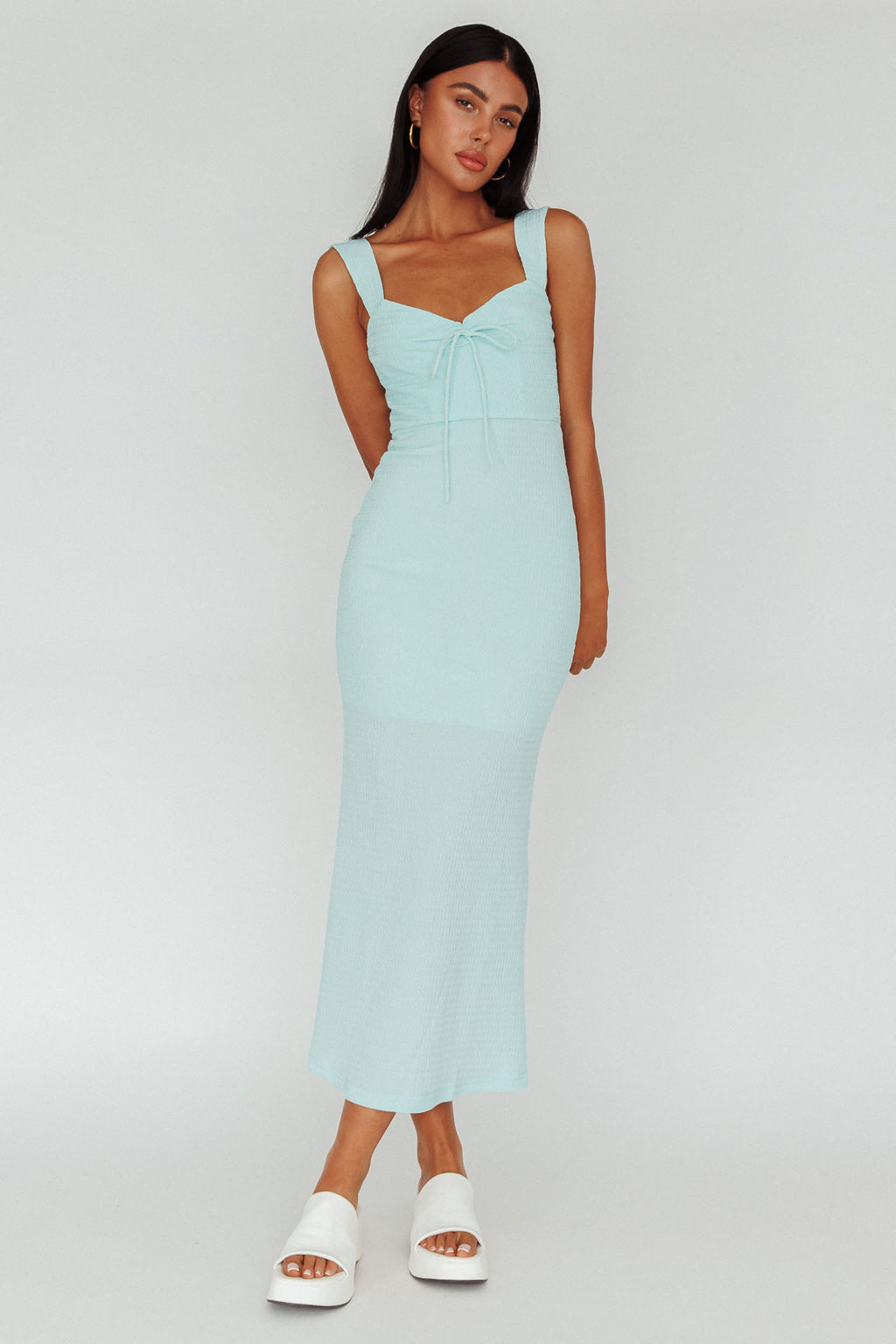 Carinn Tied Bust Maxi Dress Sky Blue by Selfie Leslie