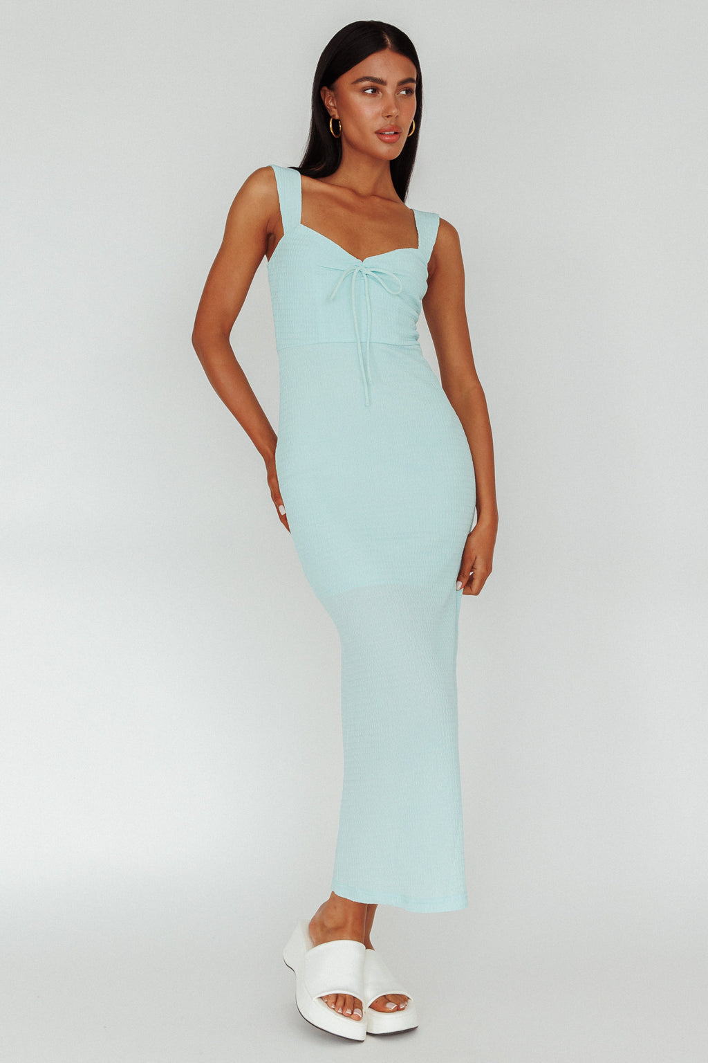 Carinn Tied Bust Maxi Dress Sky Blue by Selfie Leslie