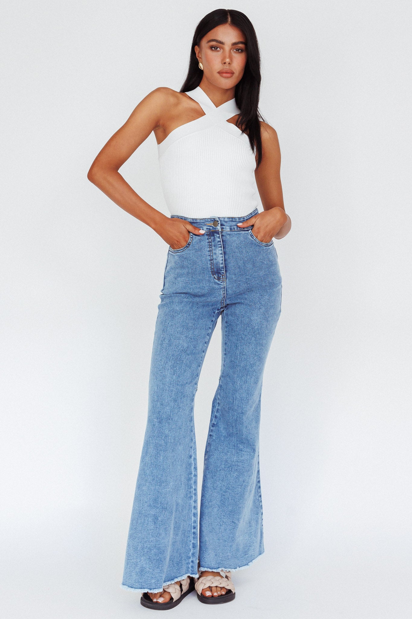 Mulholland Boot Cut Jeans Denim Blue by Selfie Leslie