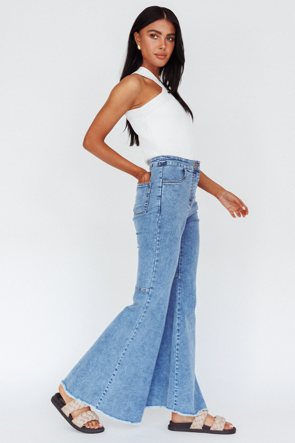 Mulholland Boot Cut Jeans Denim Blue by Selfie Leslie