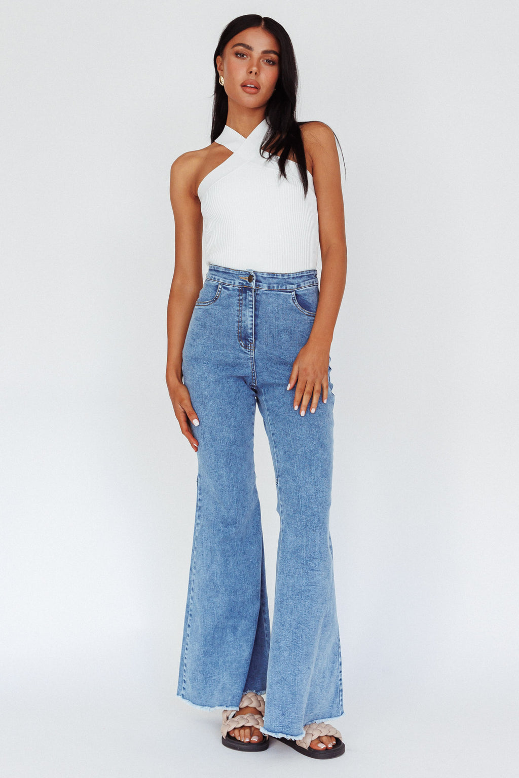 Mulholland Boot Cut Jeans Denim Blue by Selfie Leslie