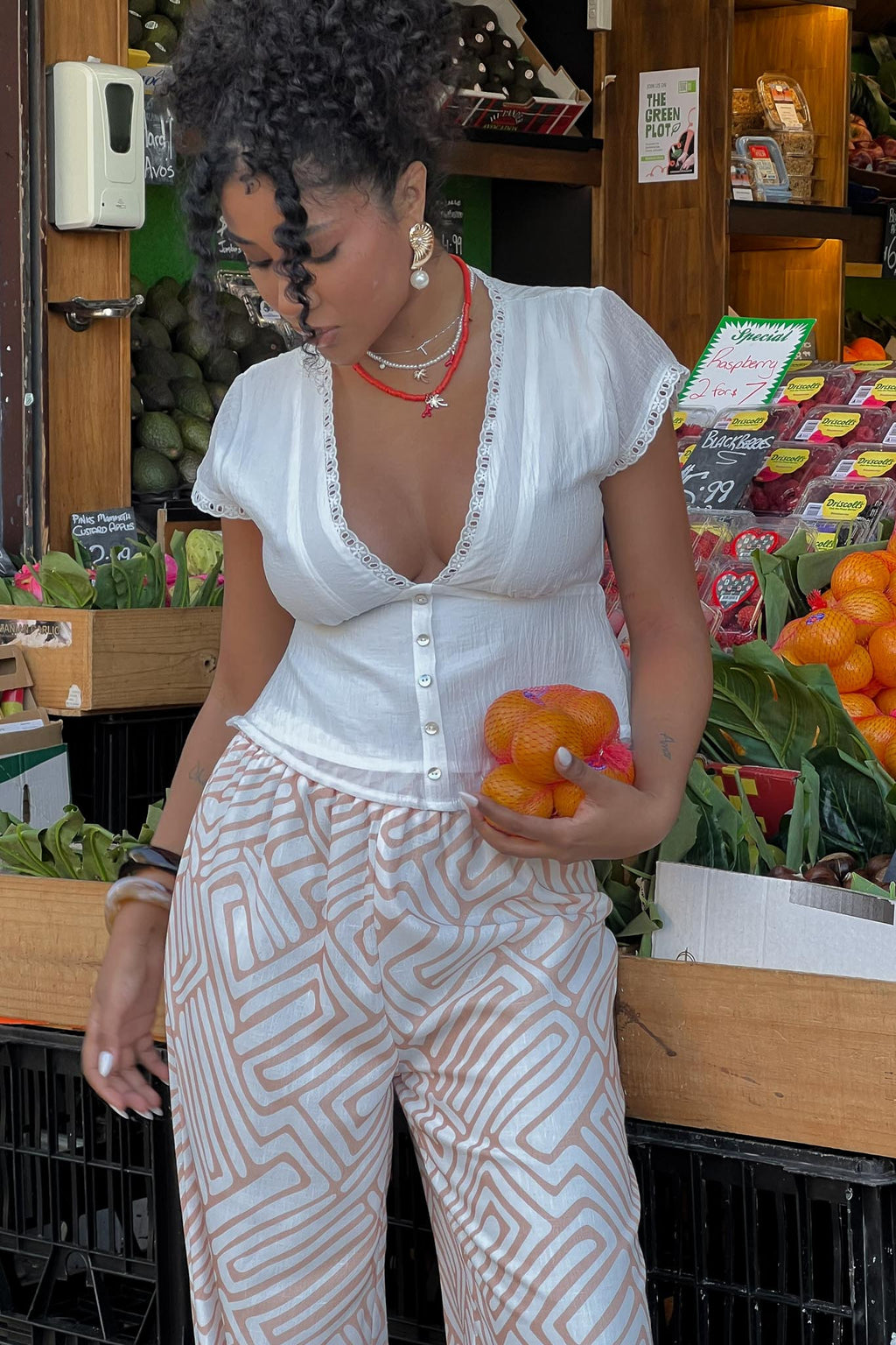 Azura Scalloped Lace Trim Top White by Selfie Leslie