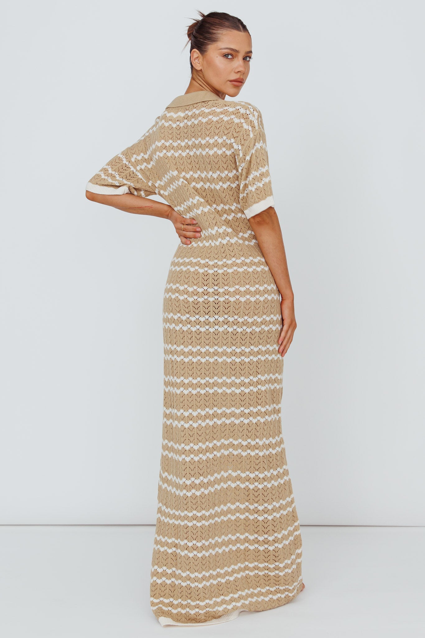 Clearwater Crochet Short Sleeve Maxi Dress Beige/White Selfie Leslie Clearwater Crochet Short Sleeve Maxi Dress Beige/White Selfie Leslie