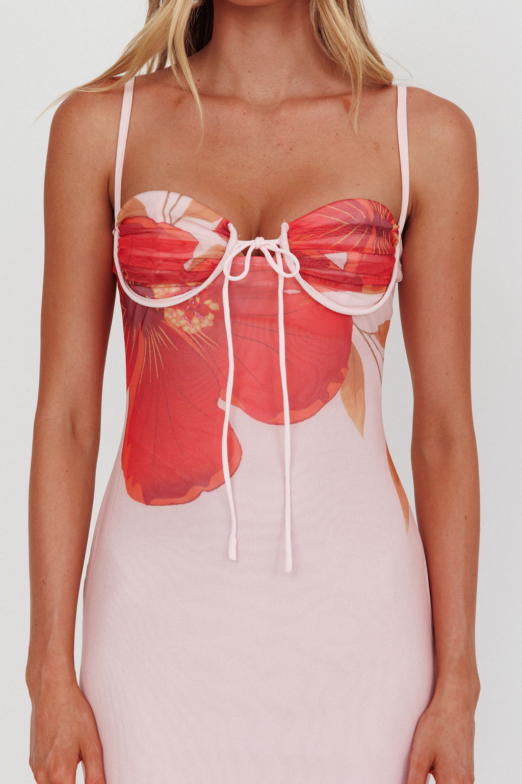 Fortune Bust Tie Maxi Dress Hibiscus Pink by Selfie Leslie