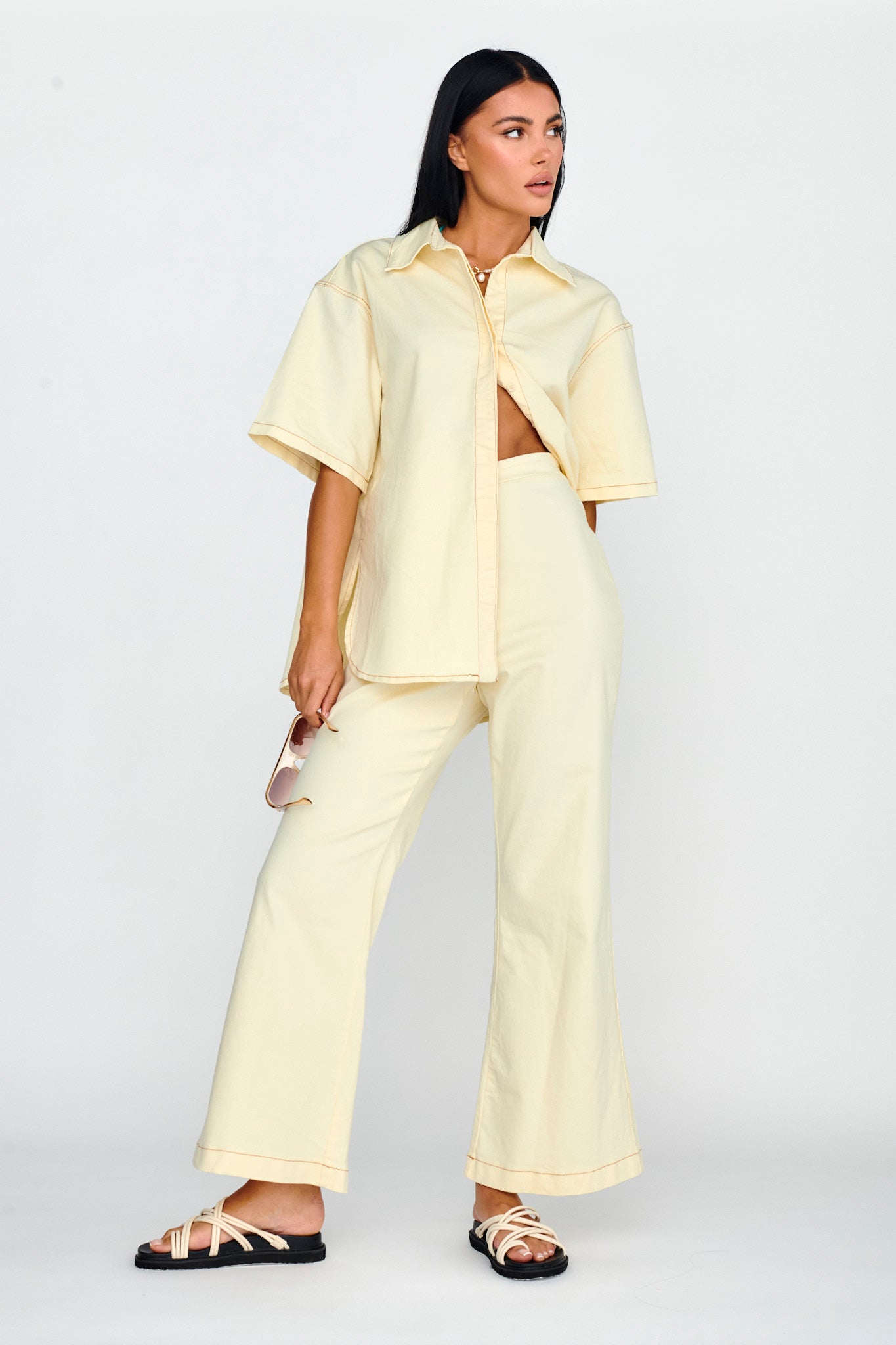 Light Aura Long Pants Buttermilk by Selfie Leslie
