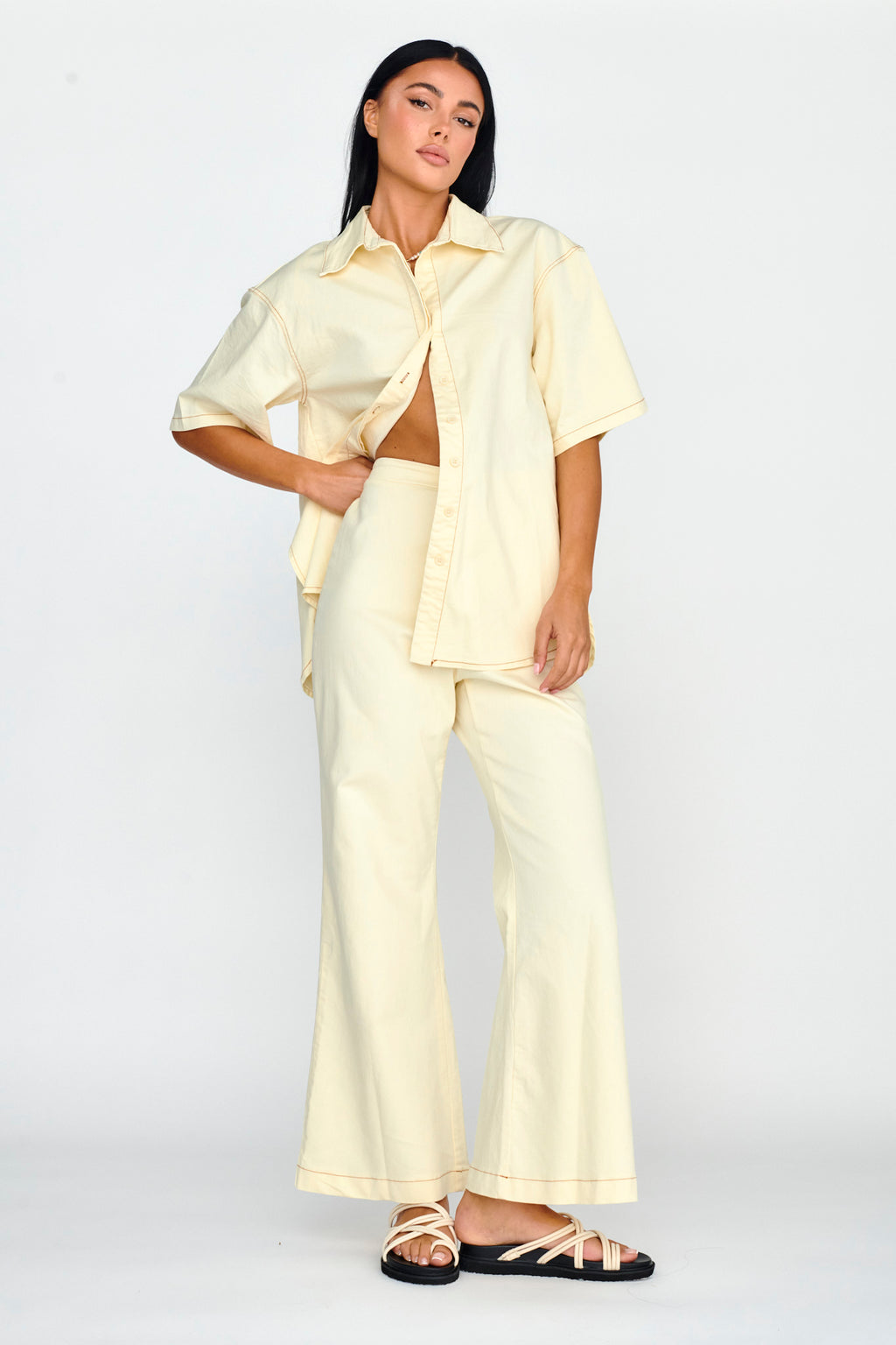 Light Aura Long Pants Buttermilk by Selfie Leslie