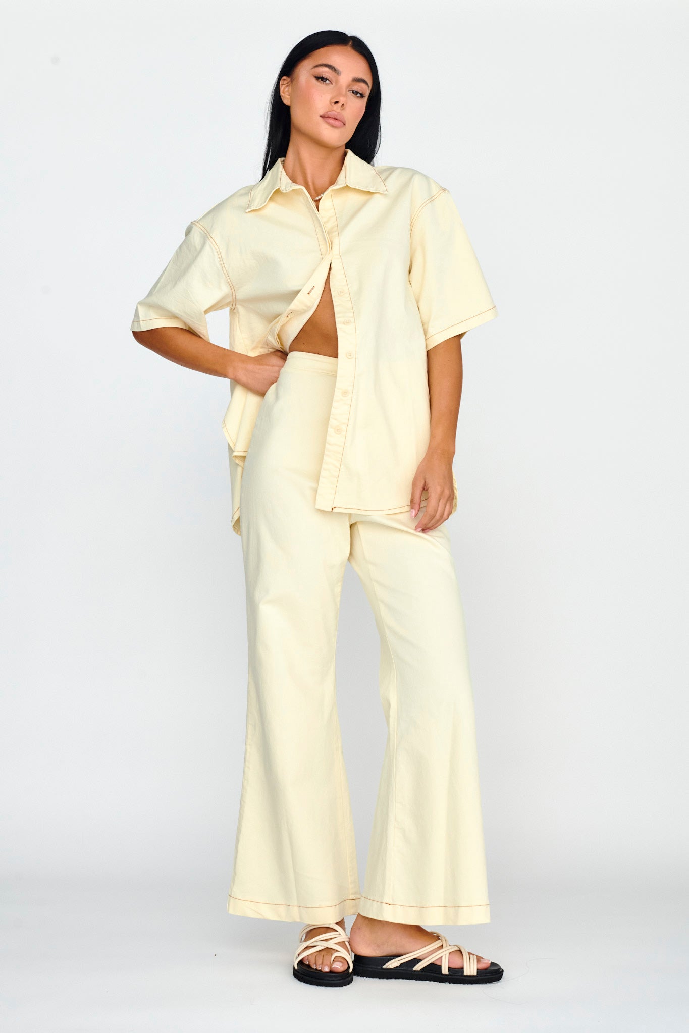 Light Aura Long Pants Buttermilk by Selfie Leslie