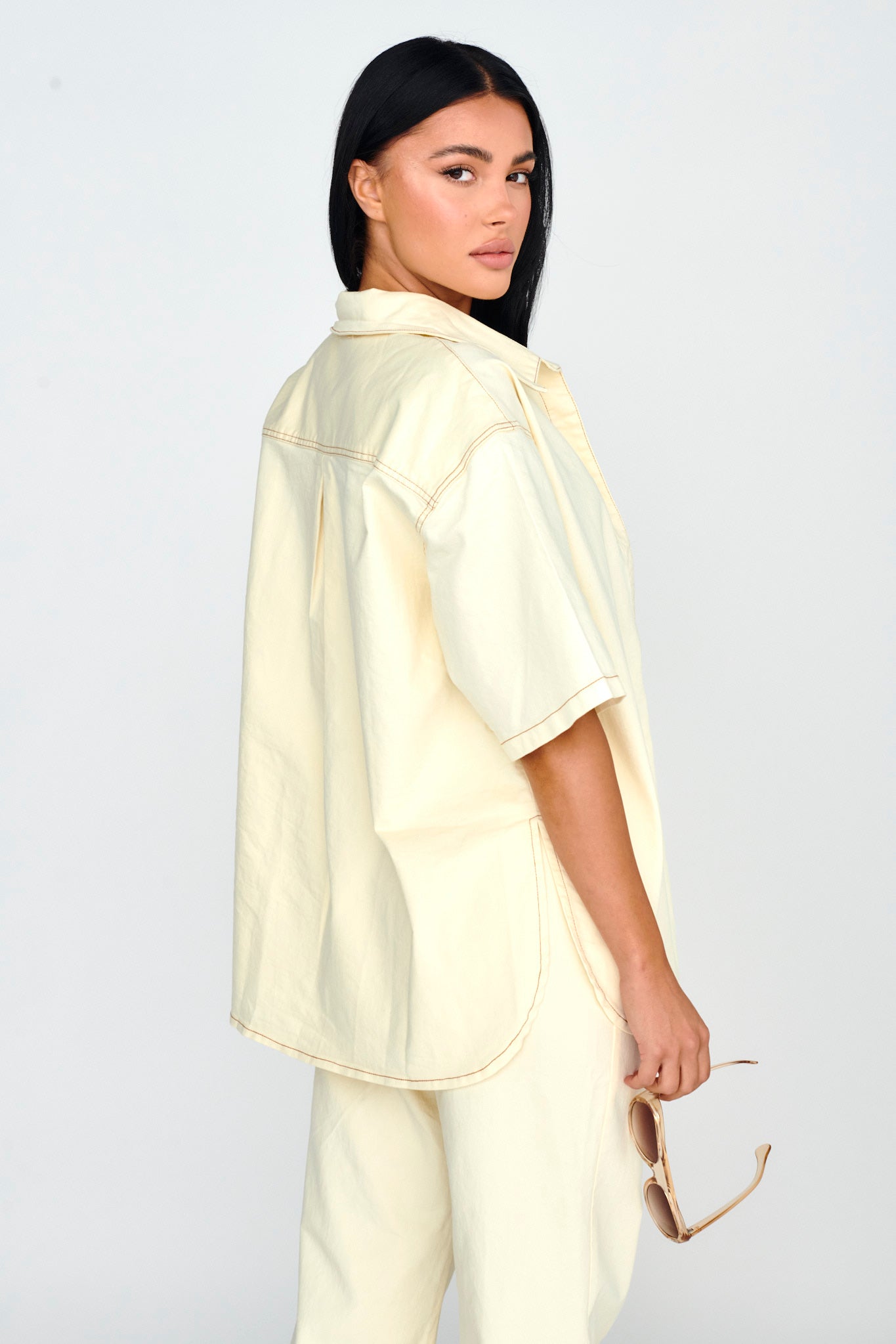Light Aura Button Up Shirt Buttermilk by Selfie Leslie