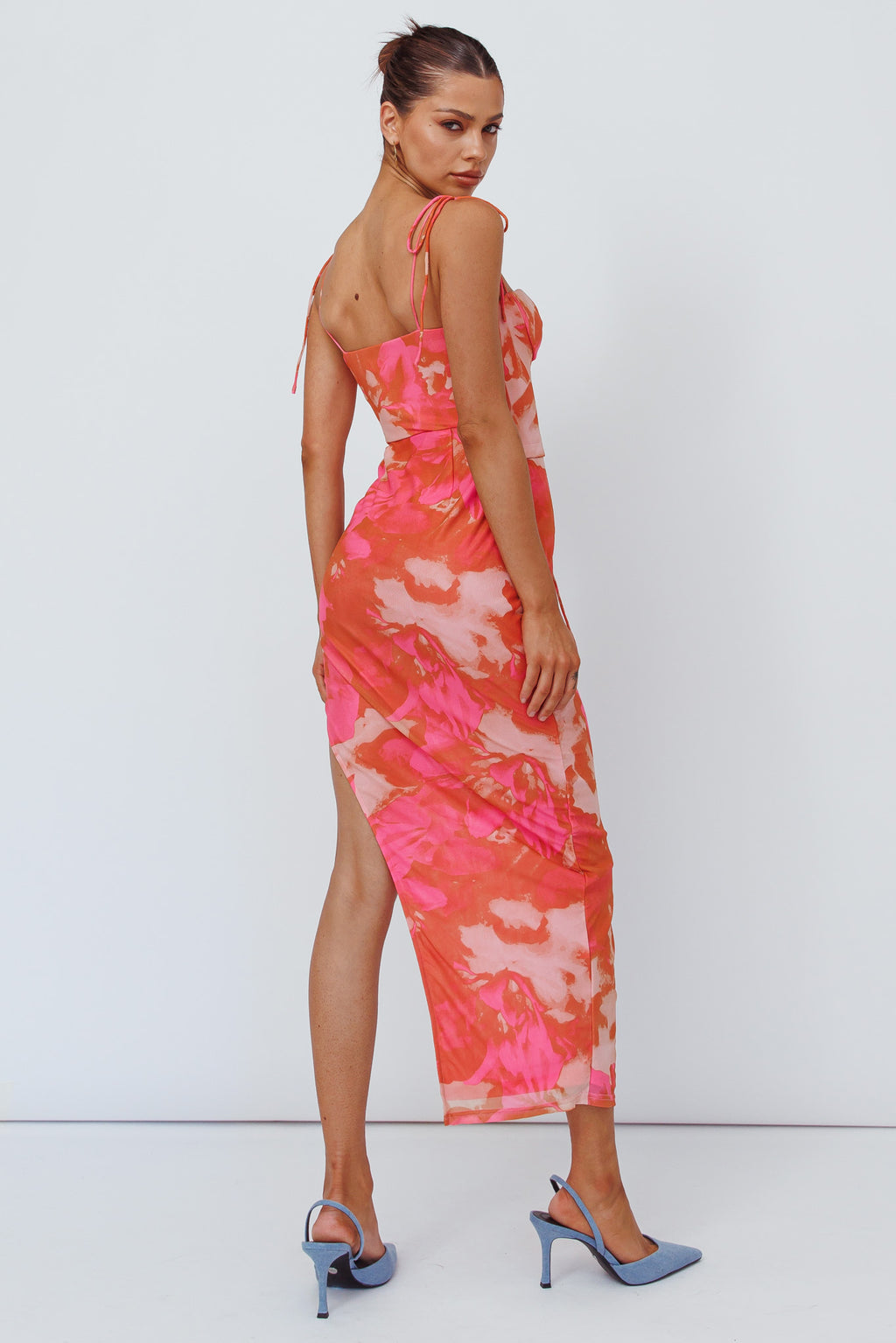 Gabrielle Laced Bodice Midi Dress Pink by Selfie Leslie