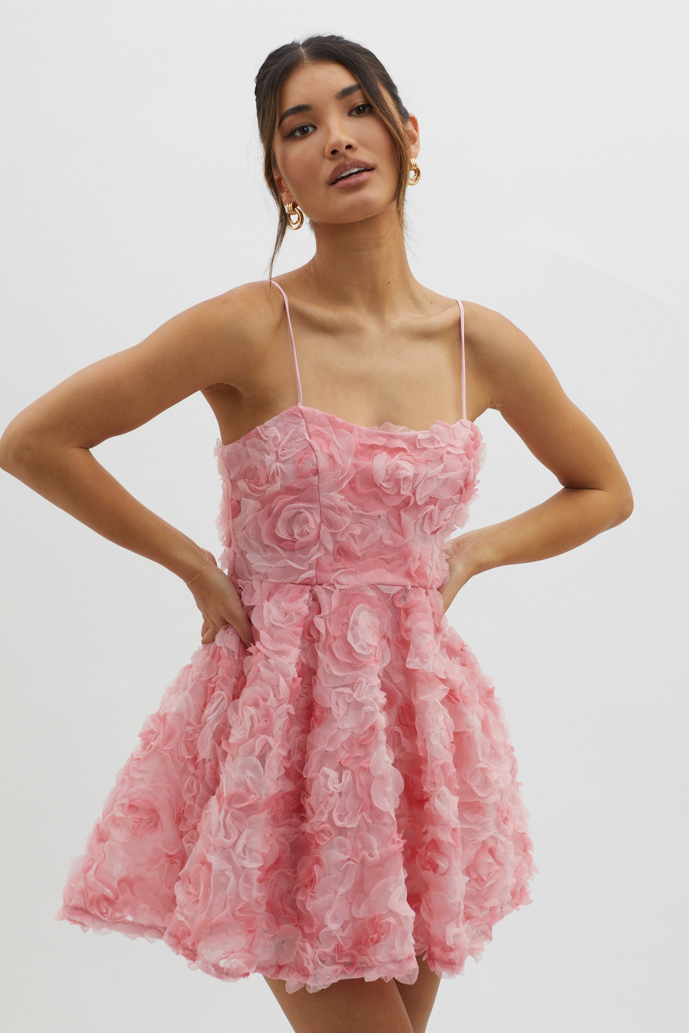 Mariela Floral Embellished Mini Dress Pink by Selfie Leslie