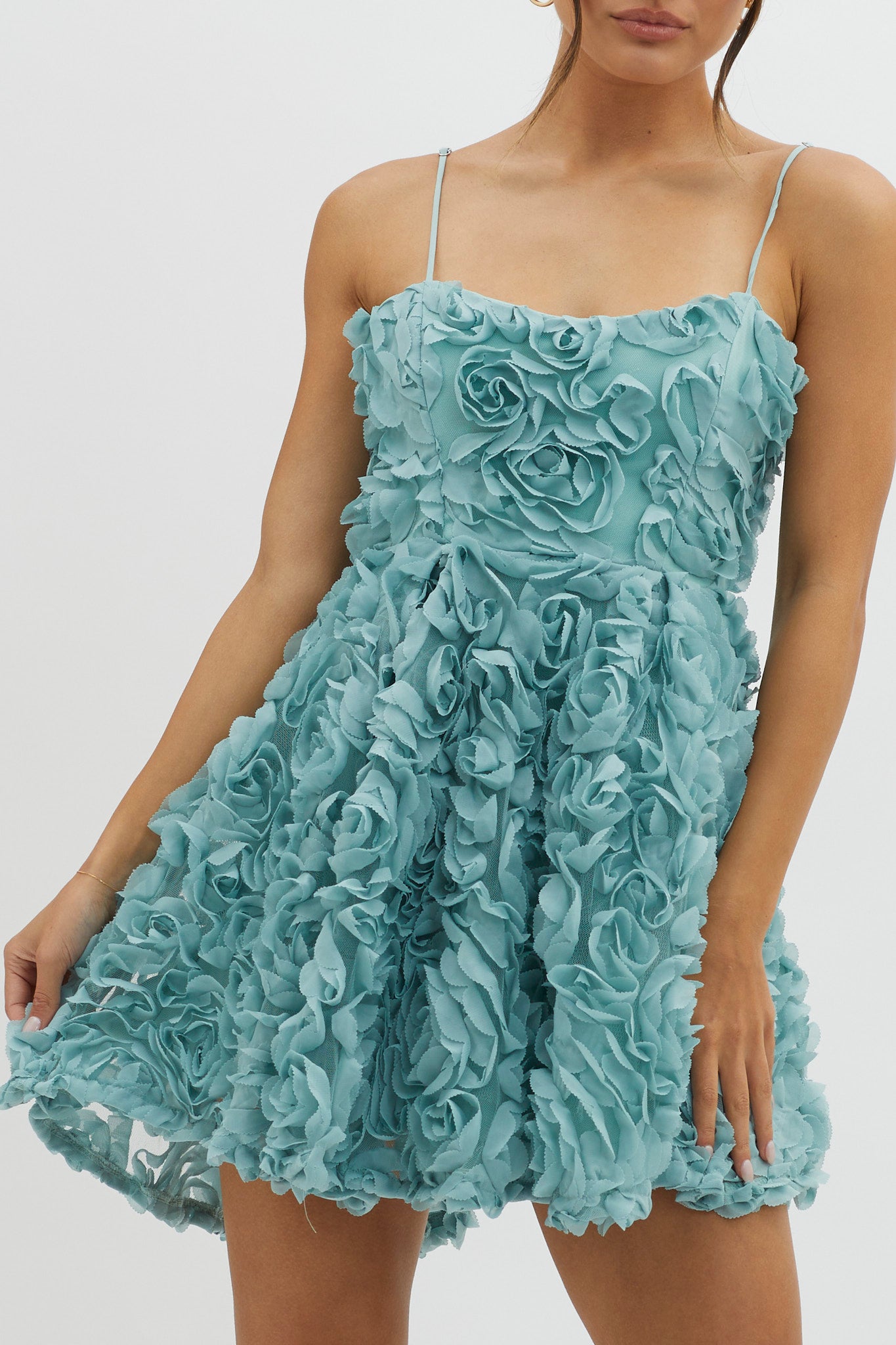 Shop the Mariela Floral Embellished Mini Dress Sage | Selfie Leslie