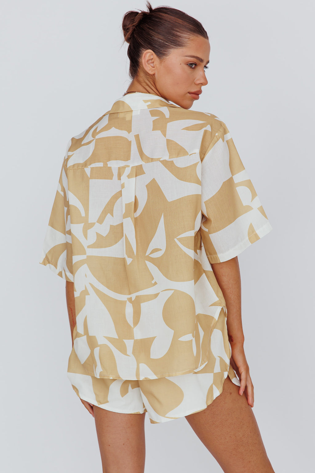 On Vacay Button-Up Shirt Print Yellow by Selfie Leslie