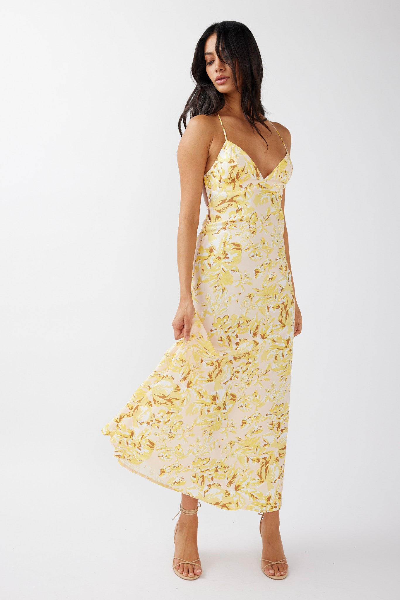 True Divine Strappy Back Maxi Dress Floral Sun by Selfie Leslie